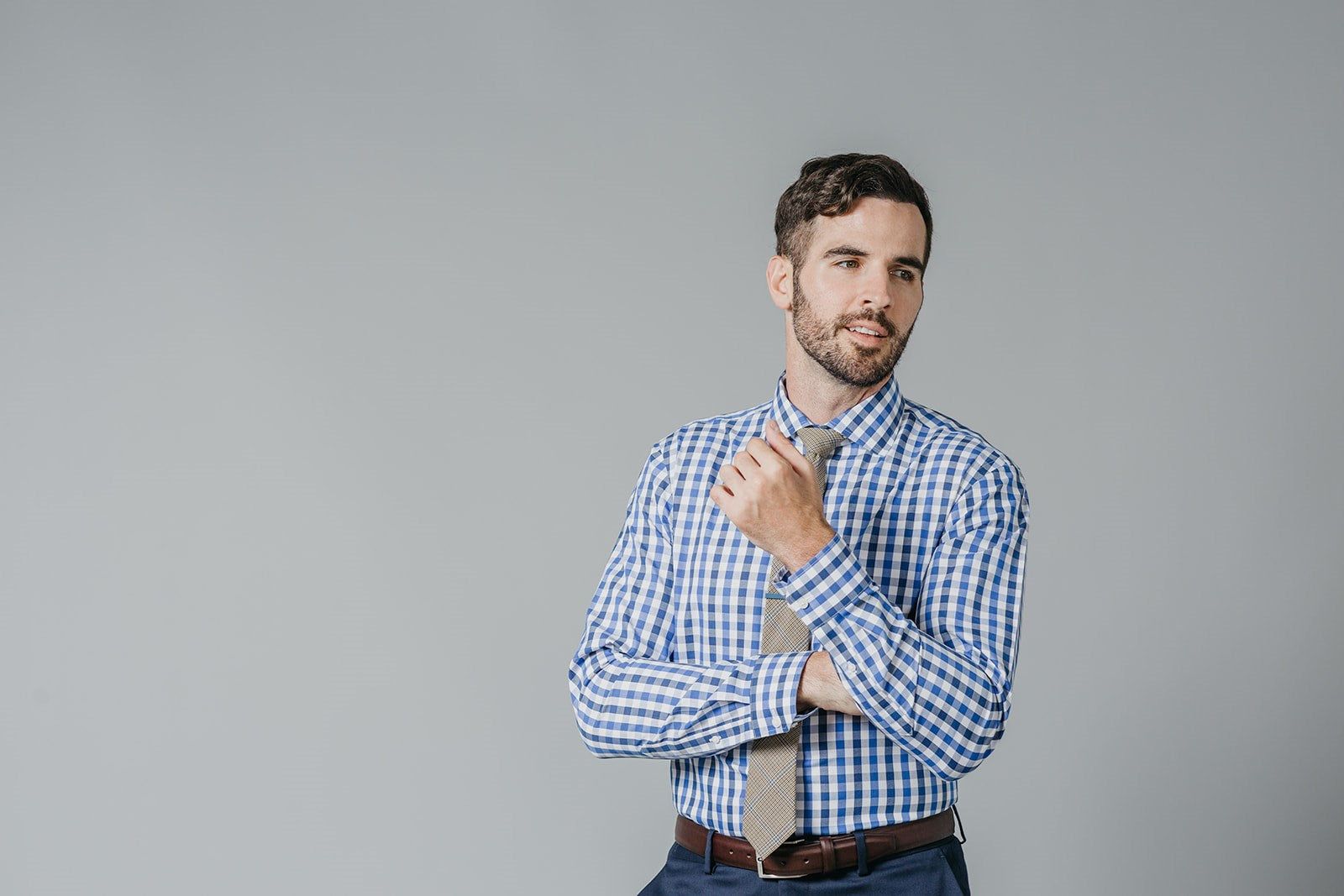 Large Two Color Gingham Navy Non-Iron Dress Shirt sold by The Tie Bar product image thumbnail 8