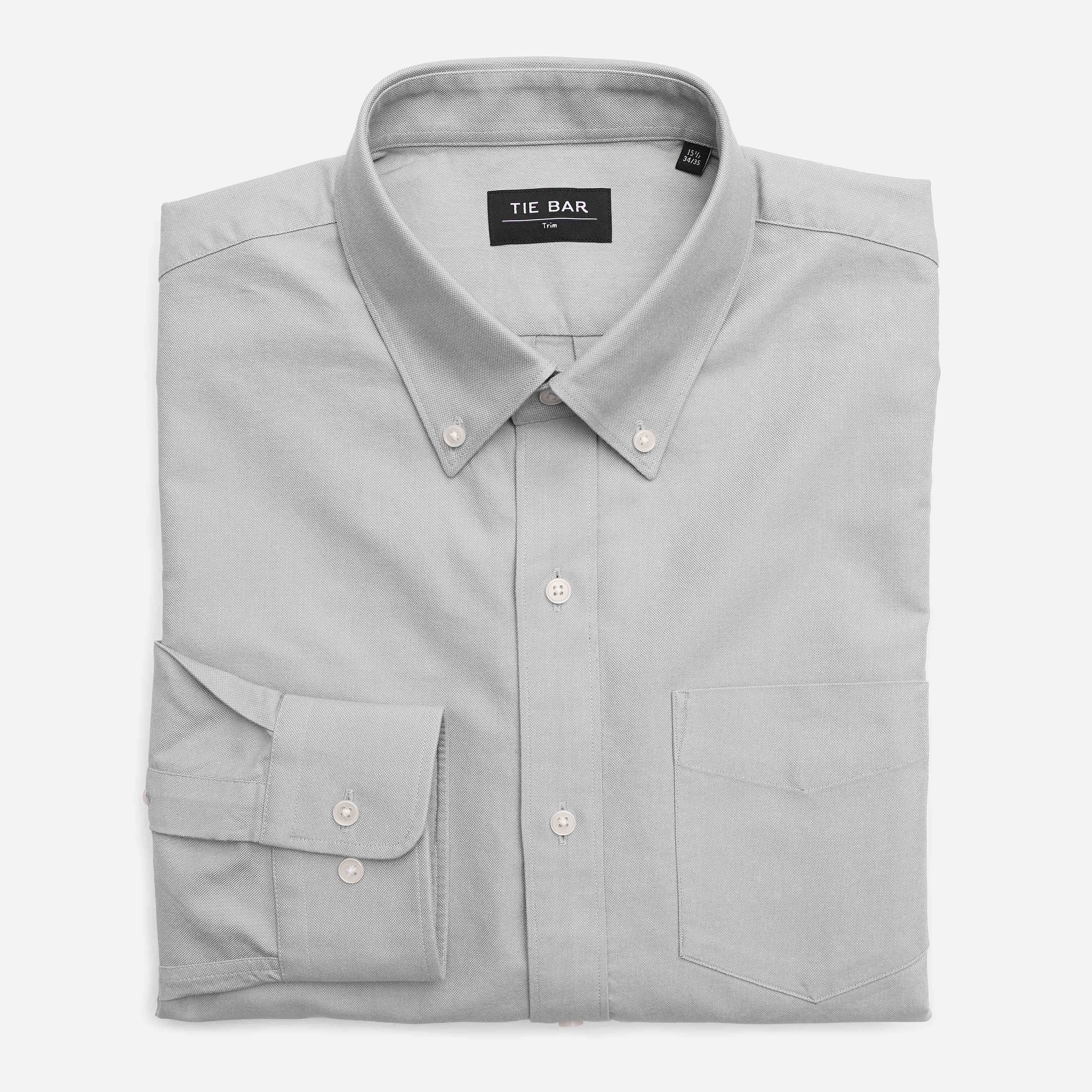 The Modern-Fit Oxford Pale Grey Casual Shirt sold by The Tie Bar