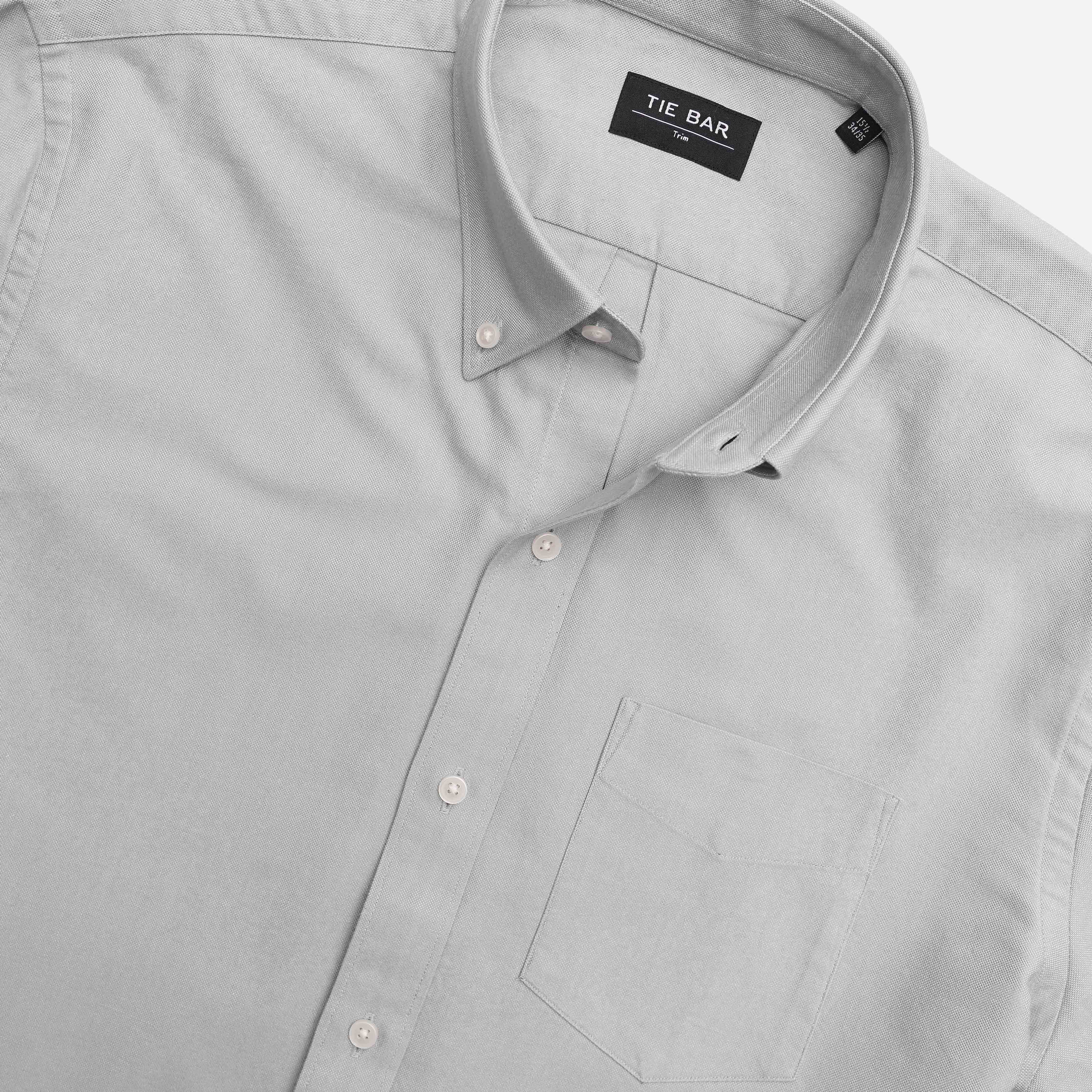 The Modern-Fit Oxford Pale Grey Casual Shirt sold by The Tie Bar product image thumbnail 3