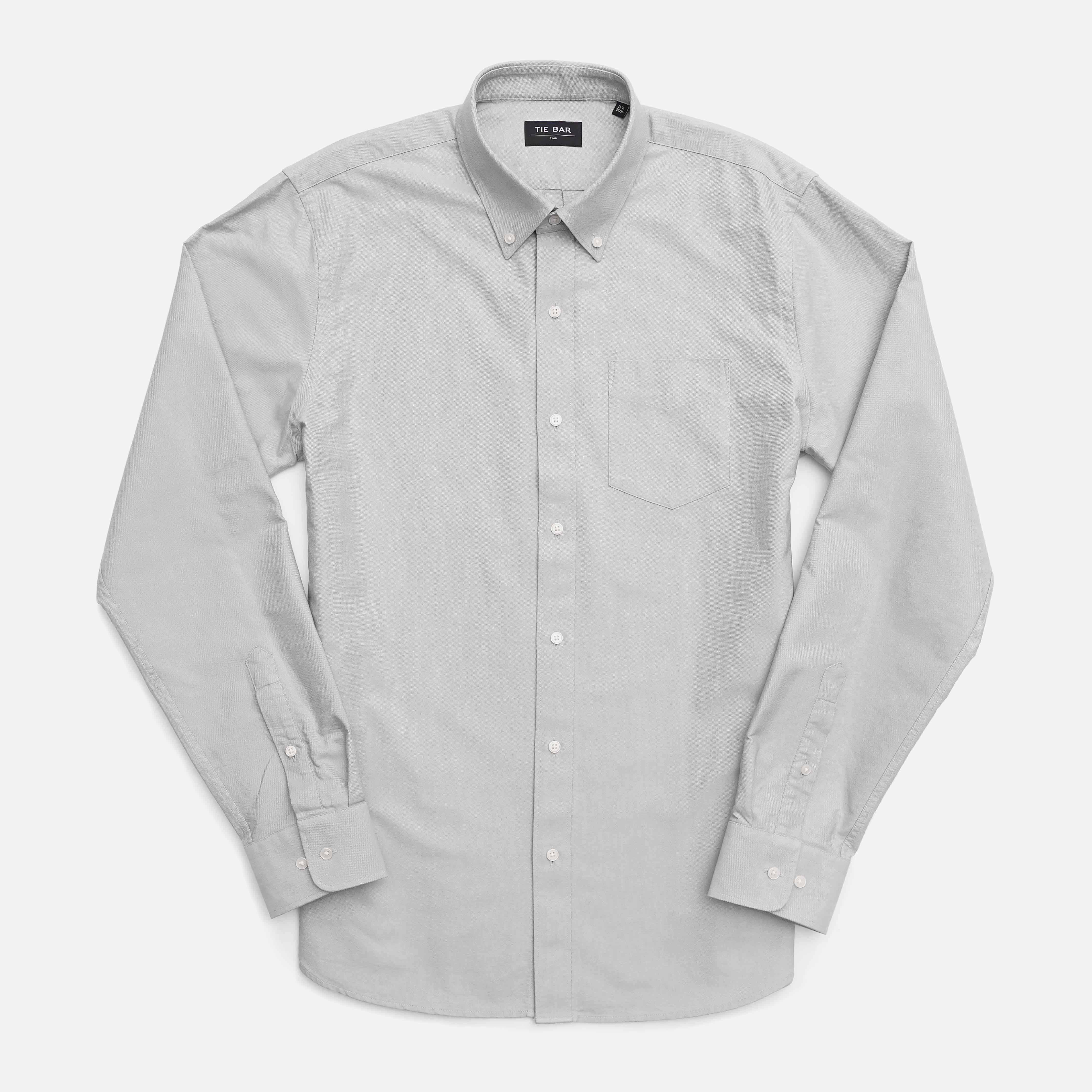 The Modern-Fit Oxford Pale Grey Casual Shirt sold by The Tie Bar product image thumbnail 2