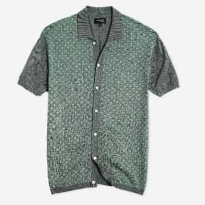 Full Placket Jacquard Motif Jade Polo sold by The Tie Bar