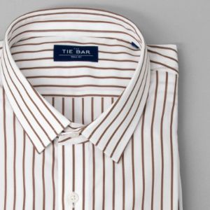 Pencil Pinstripe Brown Dress Shirt sold by The Tie Bar