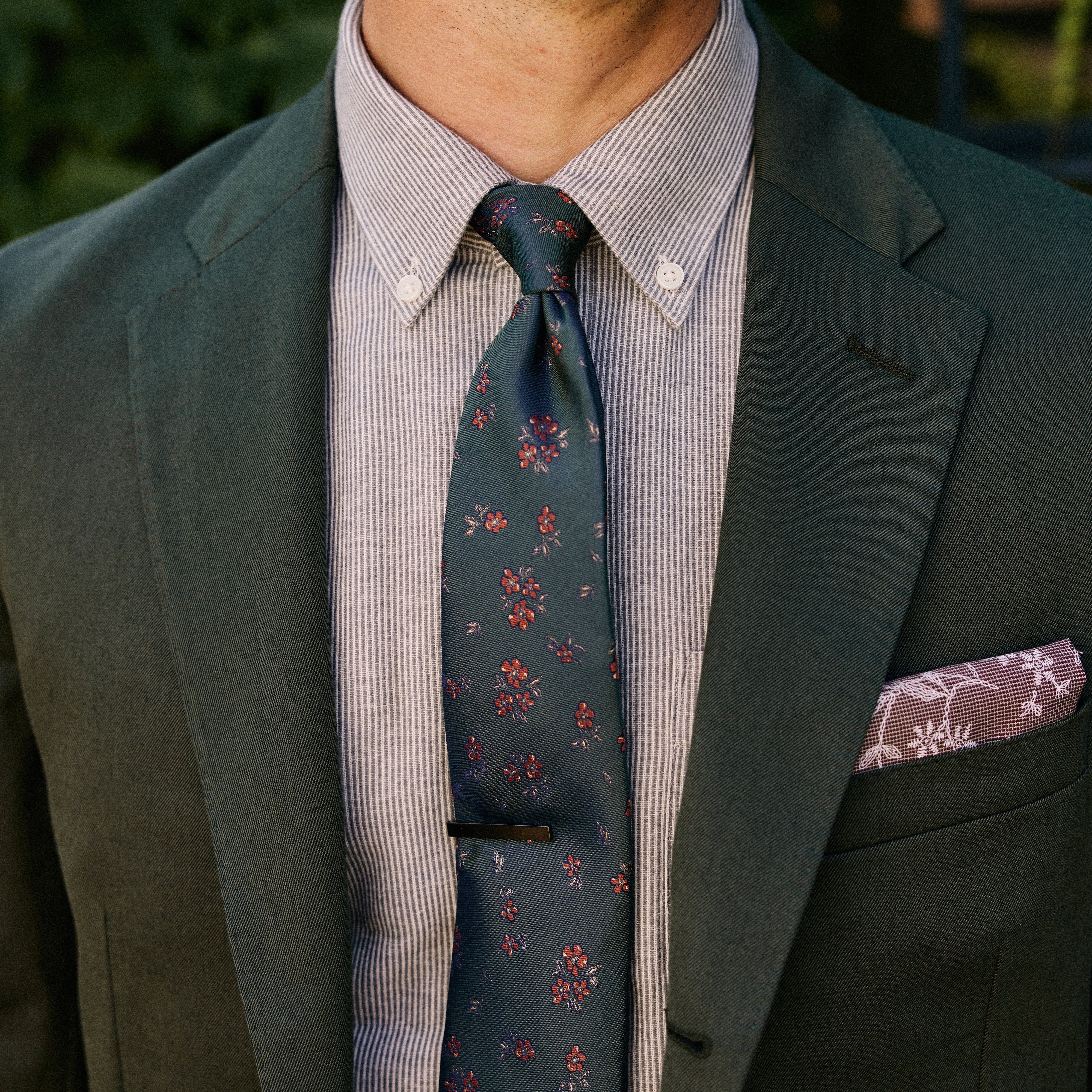Fall Florals Hunter Green Tie sold by The Tie Bar product image thumbnail 4