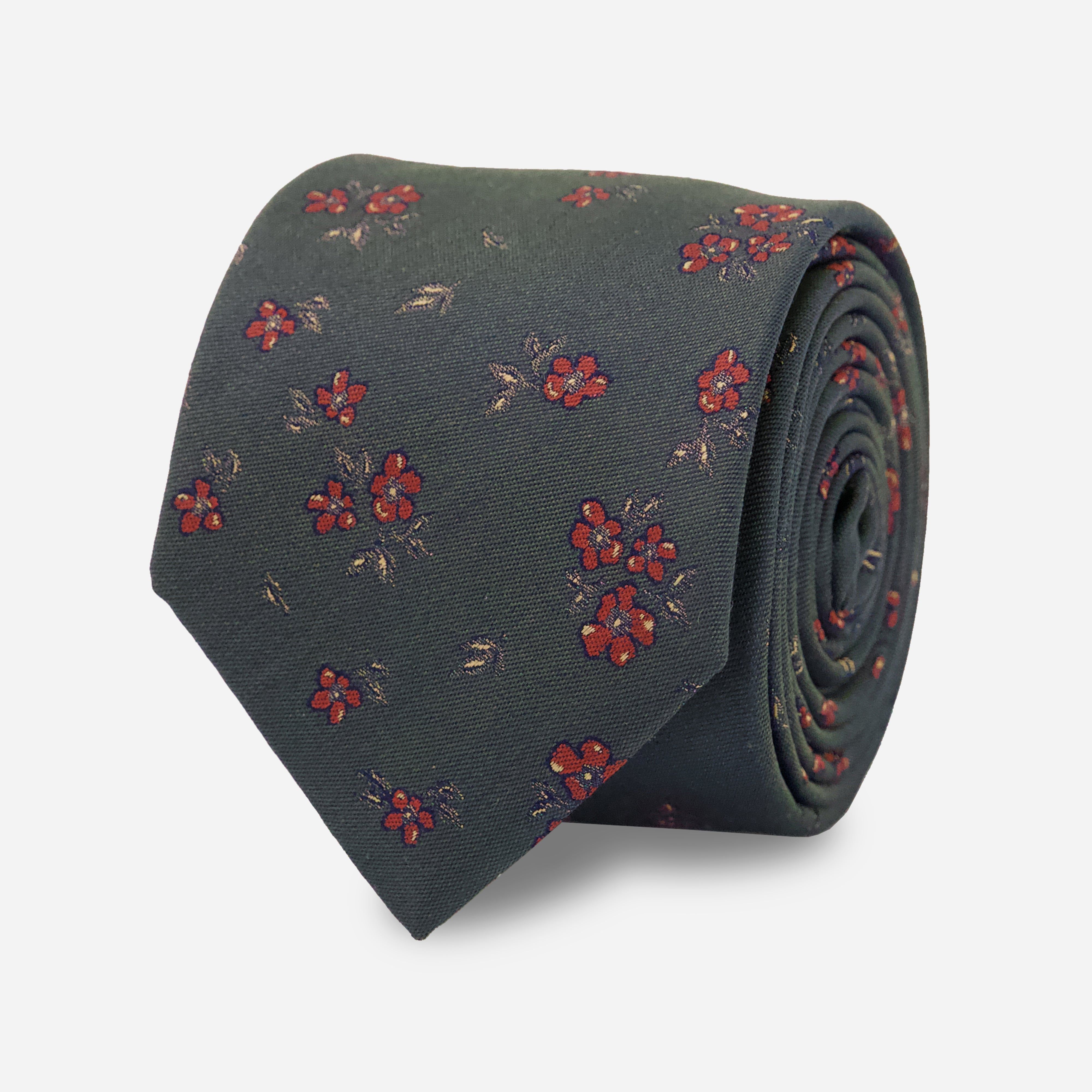 Fall Florals Hunter Green Tie sold by The Tie Bar