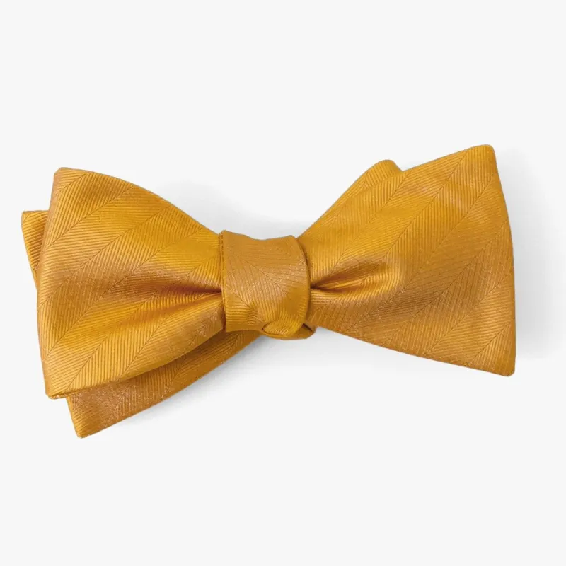 Herringbone Vow Marigold Bow Tie sold by The Tie Bar