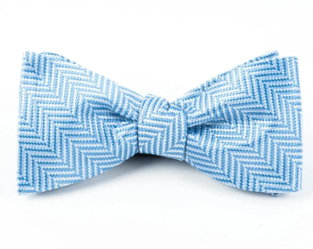 Native Herringbone Light Blue Bow Tie sold by The Tie Bar