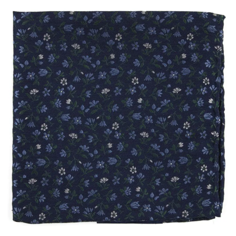 Floral Acres Navy Pocket Square sold by The Tie Bar