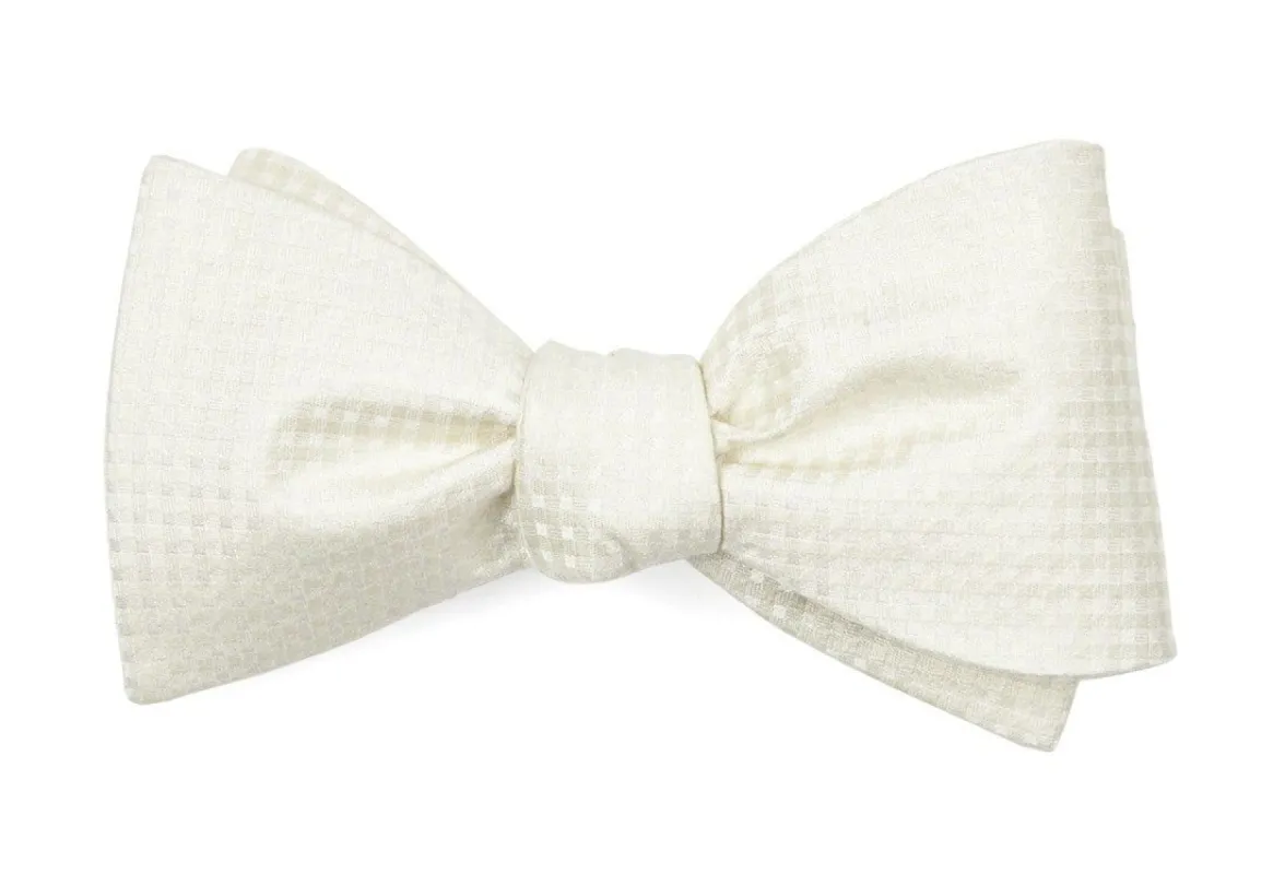 Be Married Checks Ivory Bow Tie sold by The Tie Bar