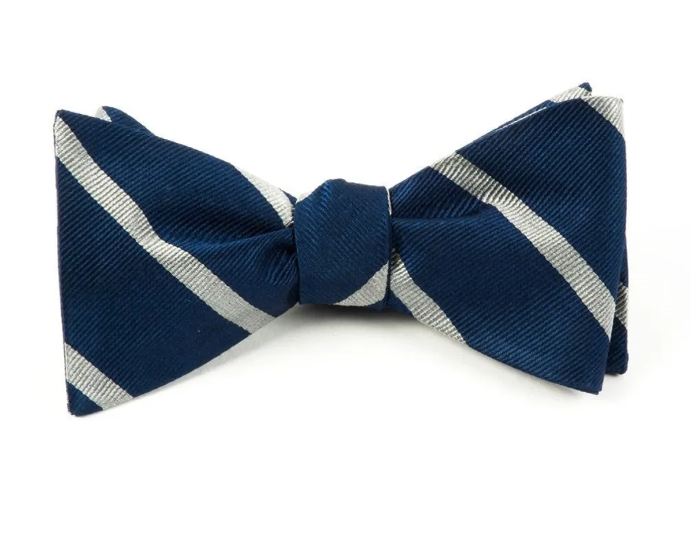 Trad Stripe True Navy Bow Tie sold by The Tie Bar