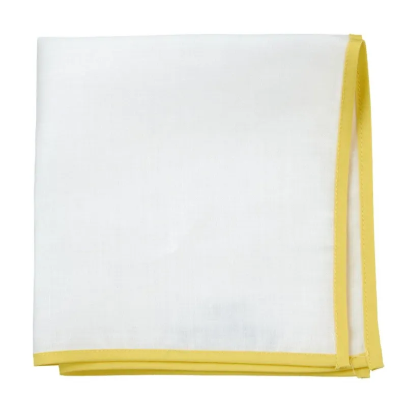 White Linen With Border Yellow Pocket Square sold by The Tie Bar