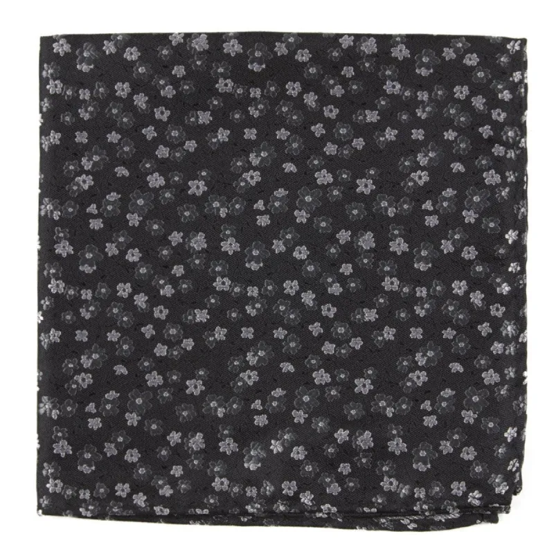 Free Fall Floral Black Pocket Square sold by The Tie Bar