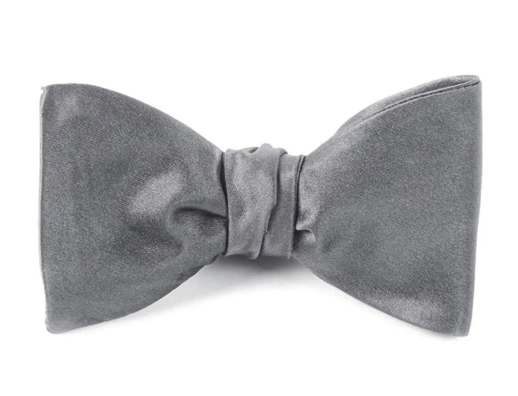 Solid Satin Silver Bow Tie sold by The Tie Bar