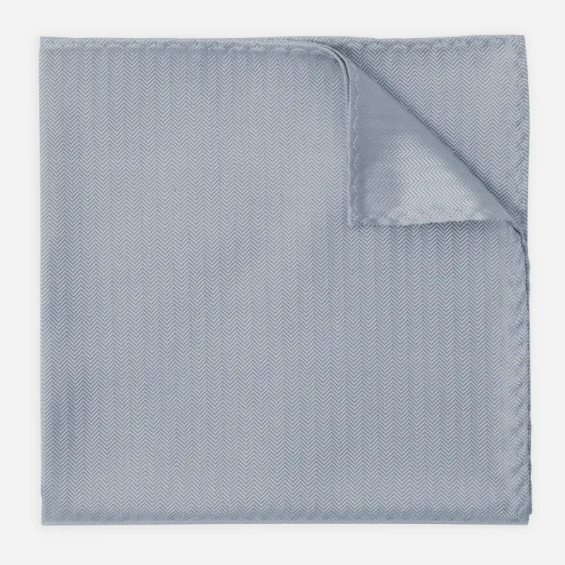 Sound Wave Herringbone Dusty Blue Pocket Square sold by The Tie Bar