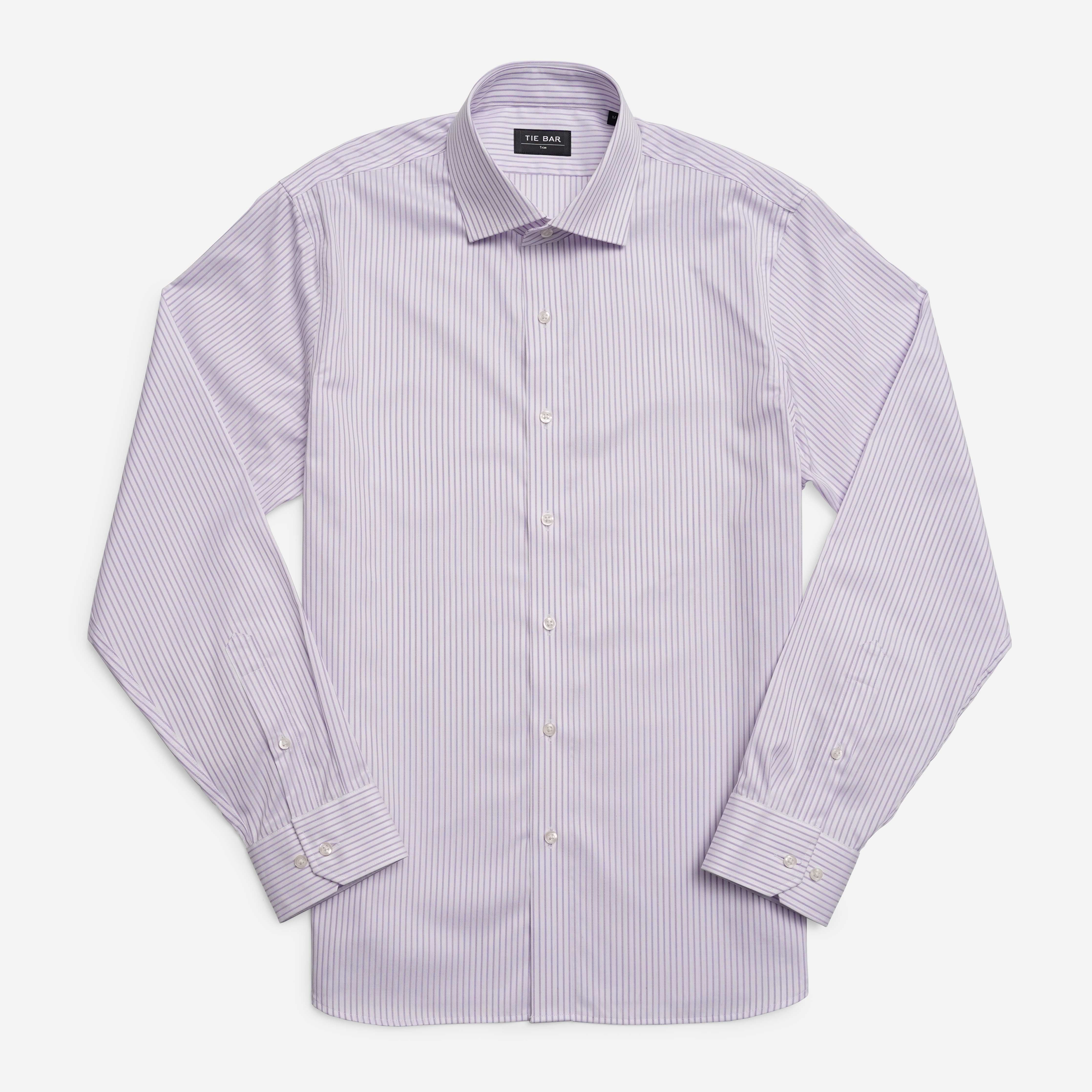 Medium Stripe Lavender Dress Shirt sold by The Tie Bar product image thumbnail 2