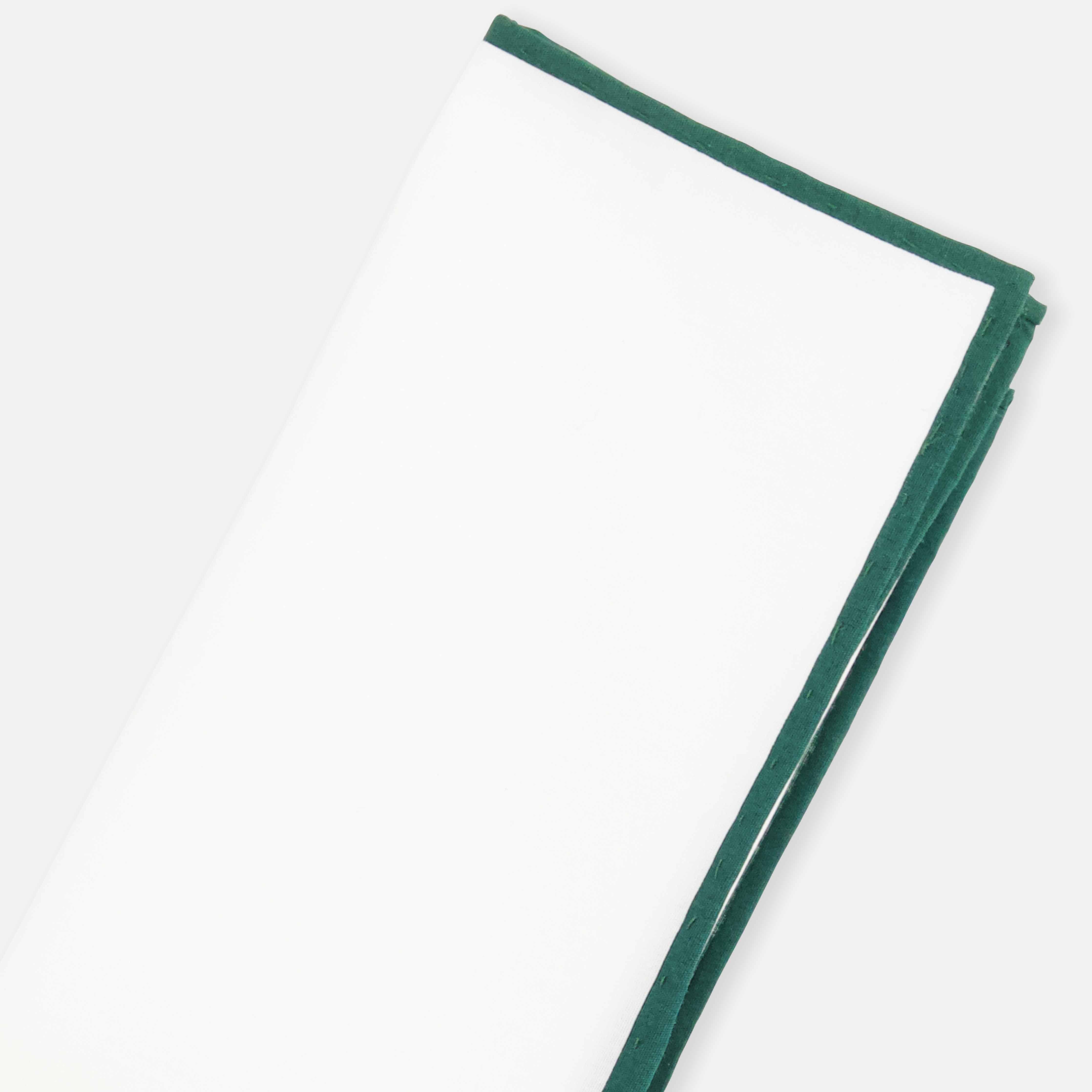White Cotton With Border Hunter Green Pocket Square sold by The Tie Bar product image thumbnail 2