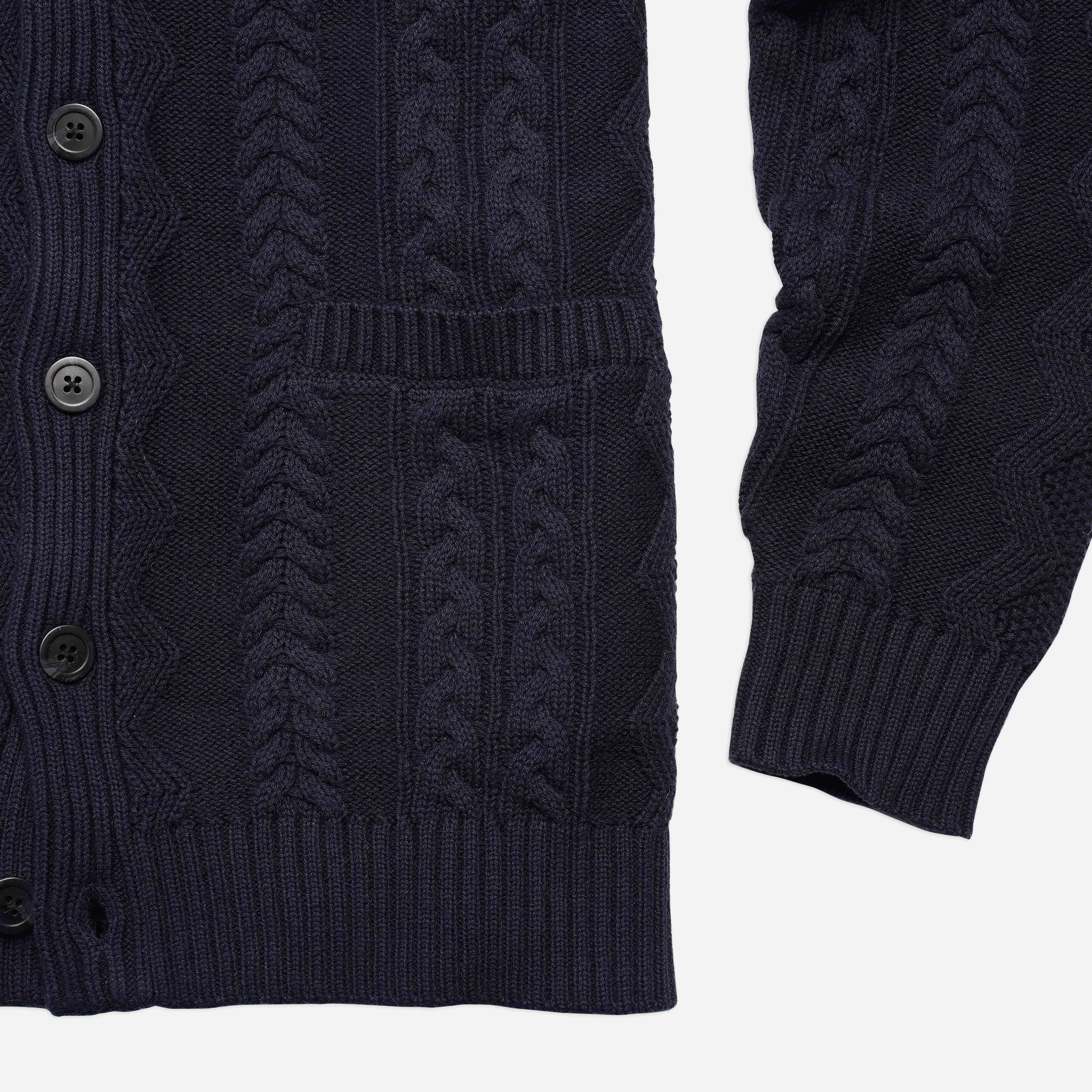 Cable Shawl Cardigan Navy Sweater sold by The Tie Bar product image thumbnail 3