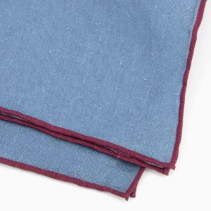 Linen with Color Pop Border Denim Blue Pocket Square sold by The Tie Bar