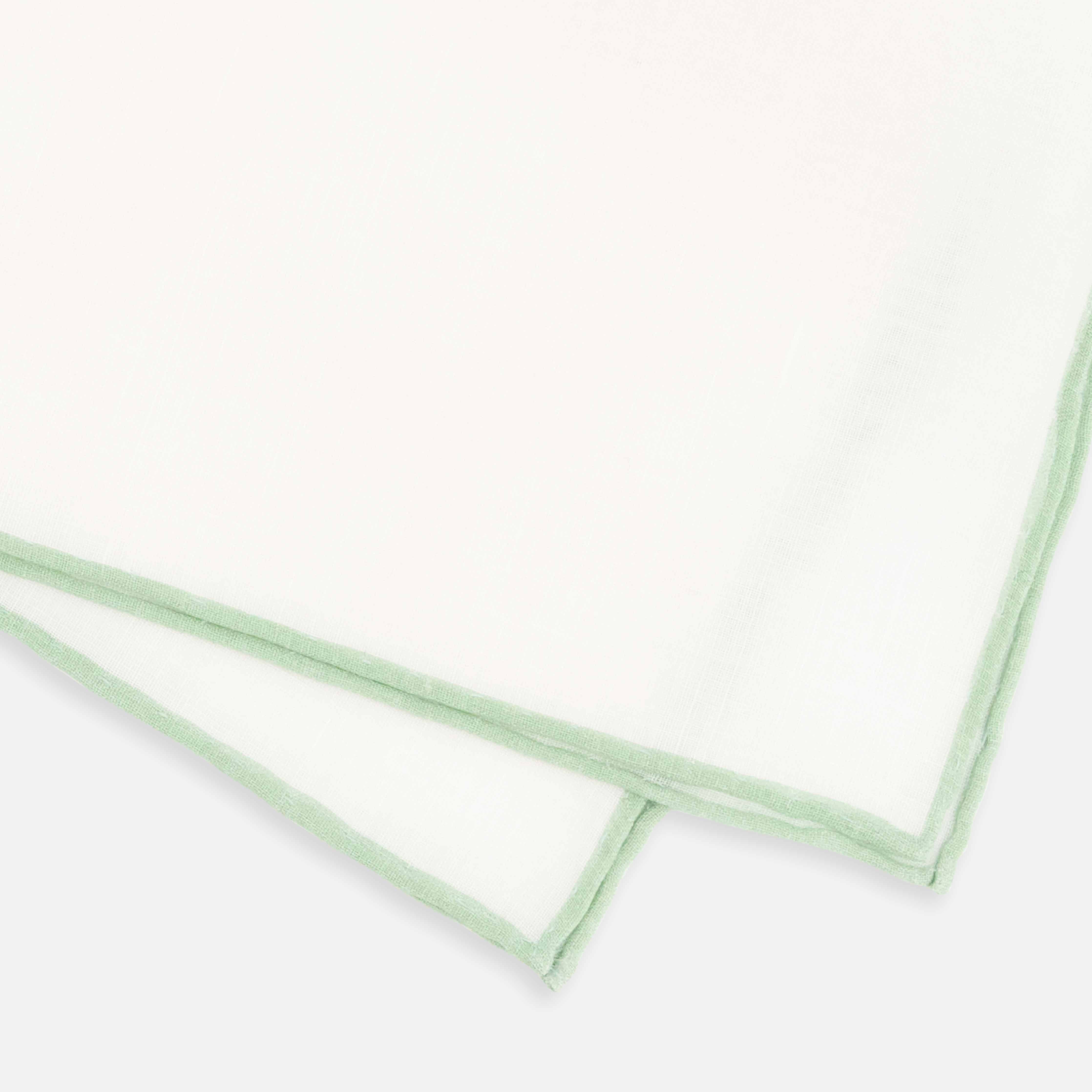 White Linen With Rolled Border Sage Green Pocket Square sold by The Tie Bar product image thumbnail 3
