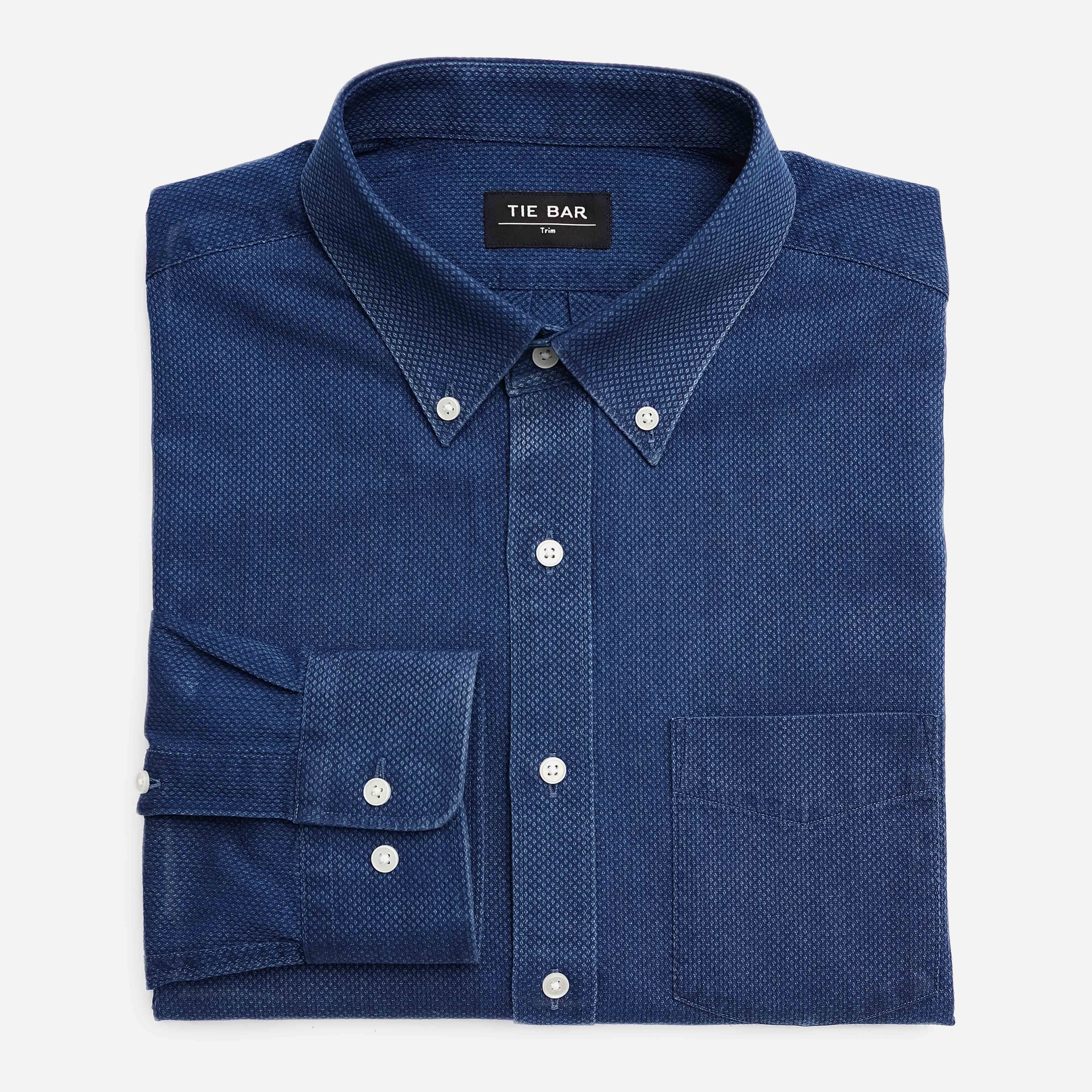 Indigo Dobby Navy Casual Shirt sold by The Tie Bar