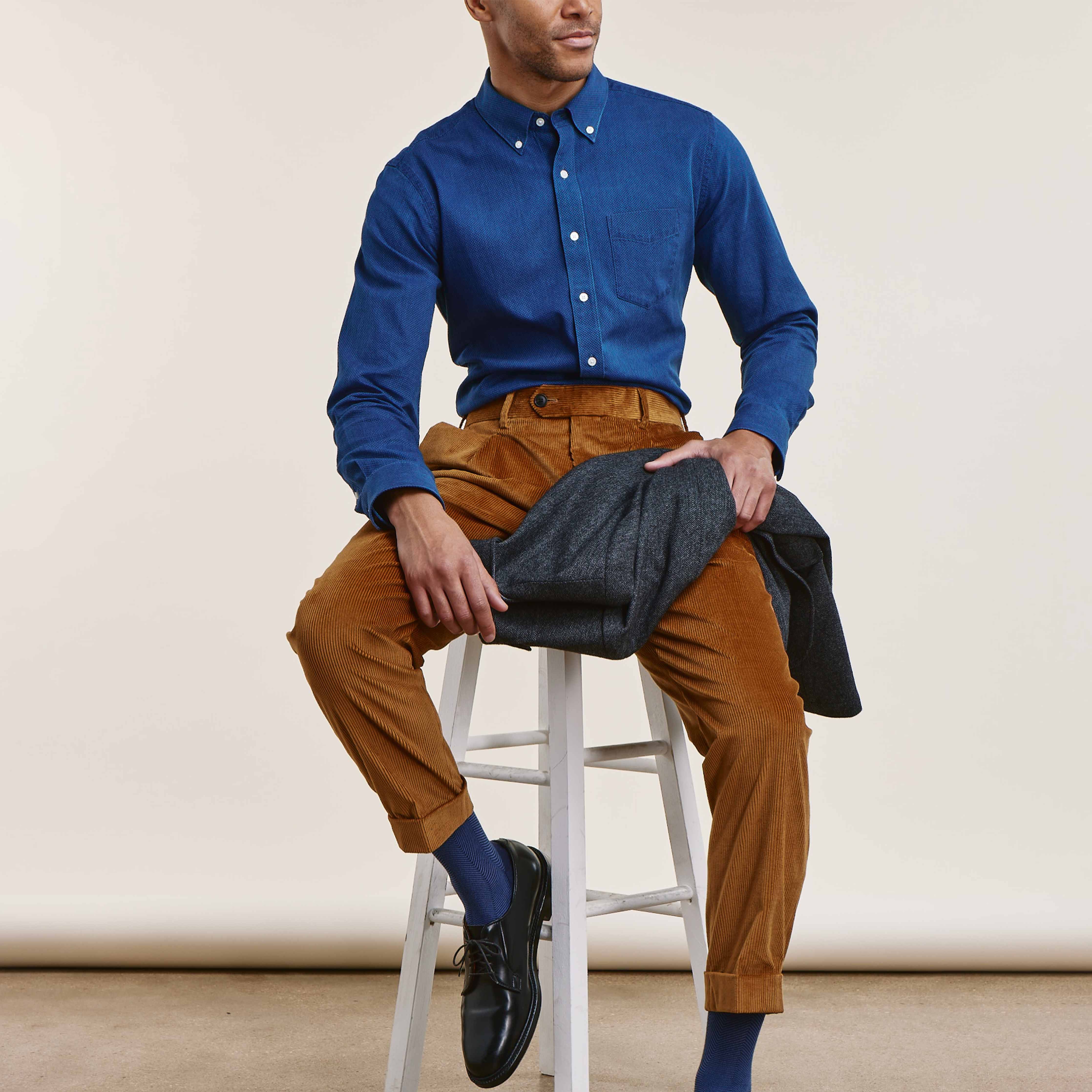 Indigo Dobby Navy Casual Shirt sold by The Tie Bar product image thumbnail 5