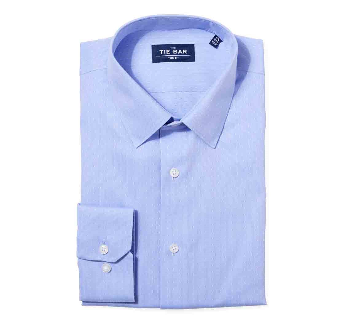 Multi Dot Dobby Blue Non-Iron Dress Shirt sold by The Tie Bar