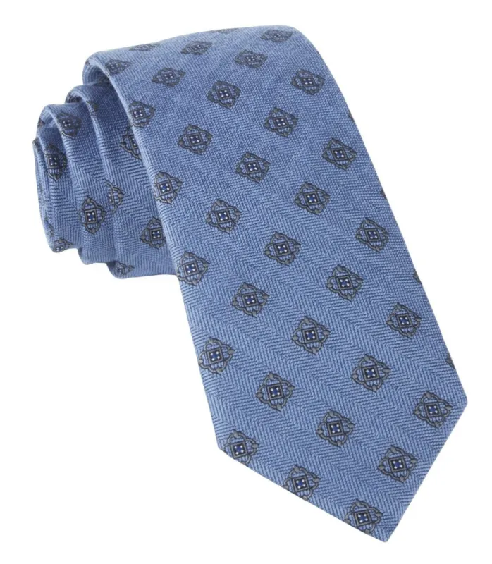 Medallion Shields Light Blue Tie sold by The Tie Bar