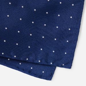 Dotted Report Navy Pocket Square sold by The Tie Bar