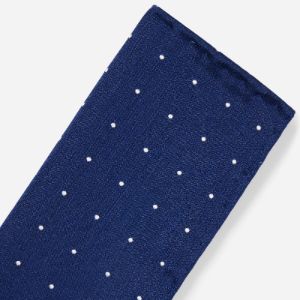 Dotted Report Navy Pocket Square sold by The Tie Bar
