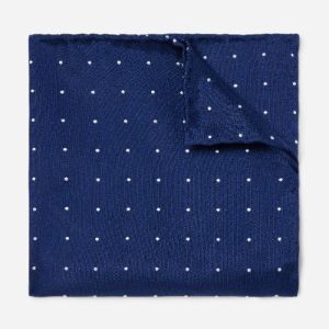 Dotted Report Navy Pocket Square sold by The Tie Bar
