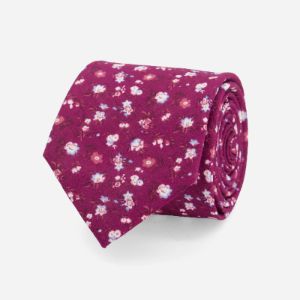 Ditzy Daisies Burgundy Tie sold by The Tie Bar