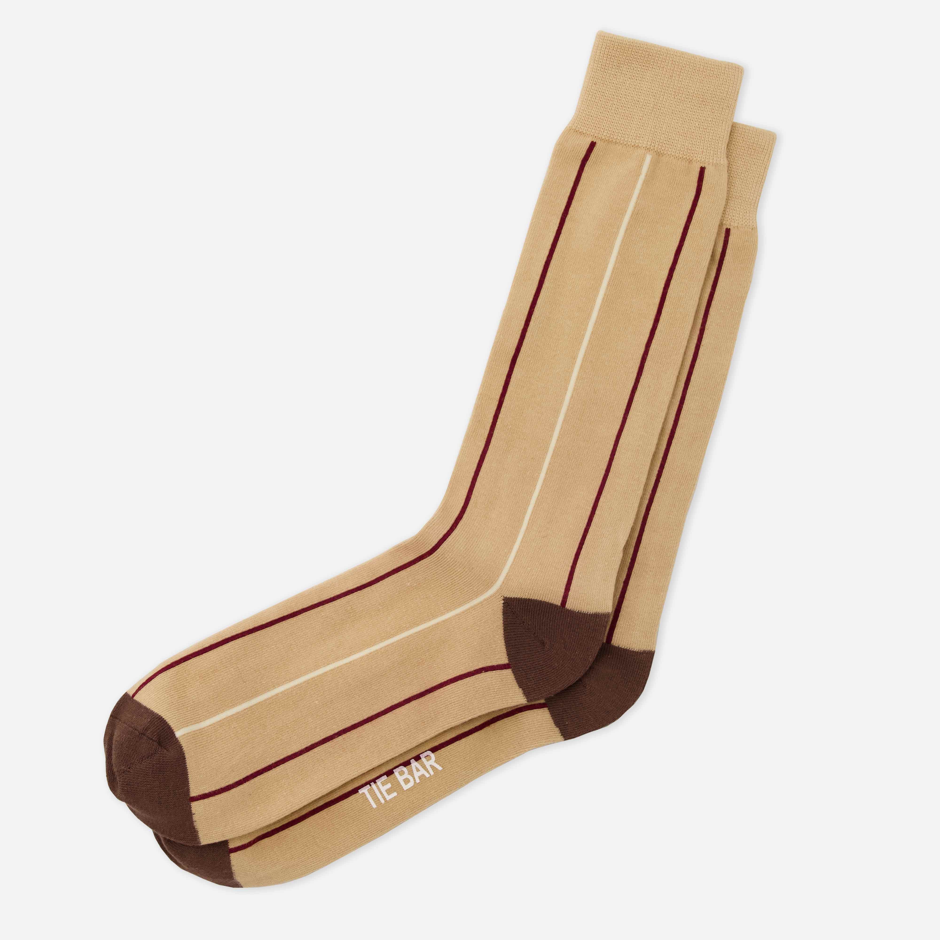 Vertical Stripe Camel Dress Socks sold by The Tie Bar