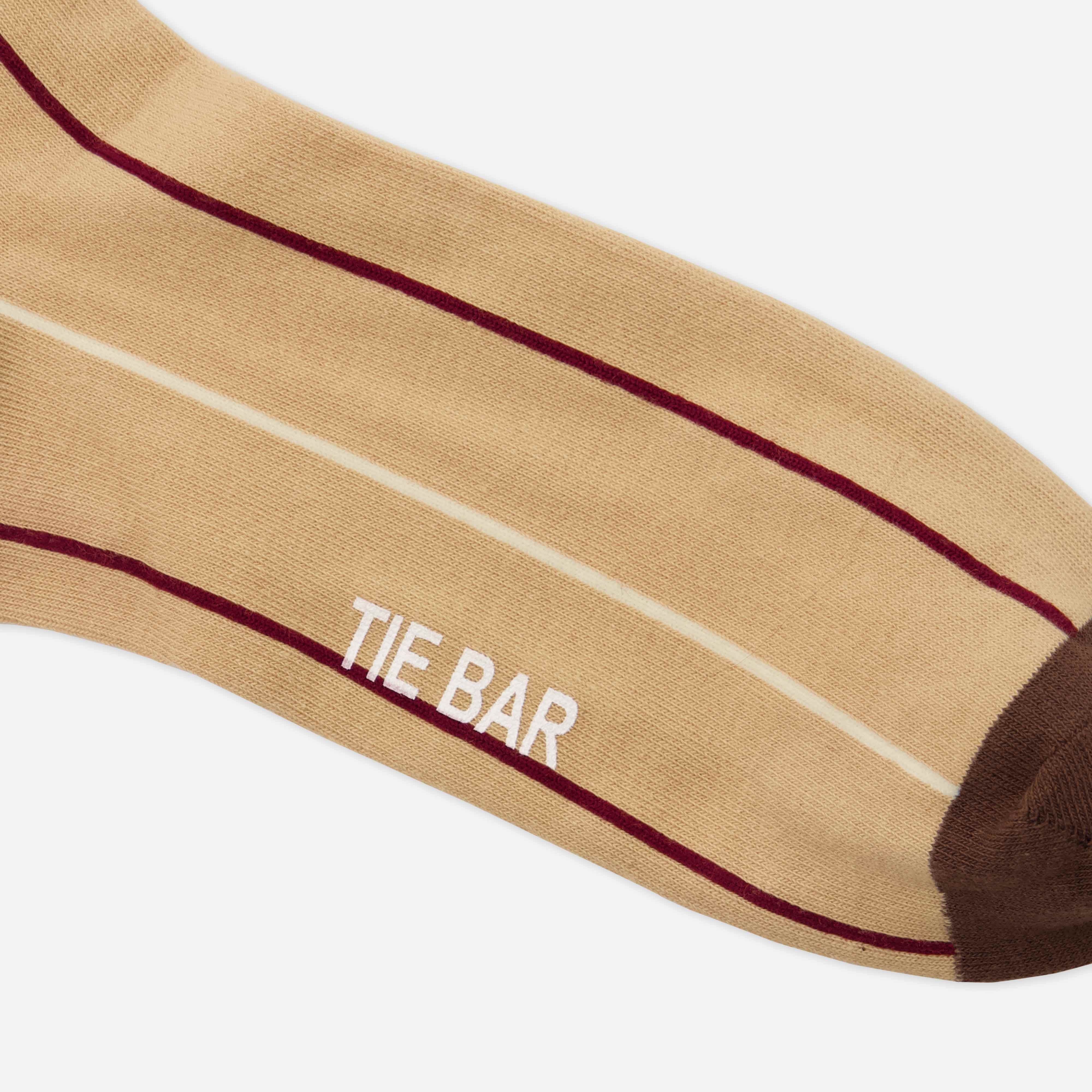 Vertical Stripe Camel Dress Socks sold by The Tie Bar product image thumbnail 2