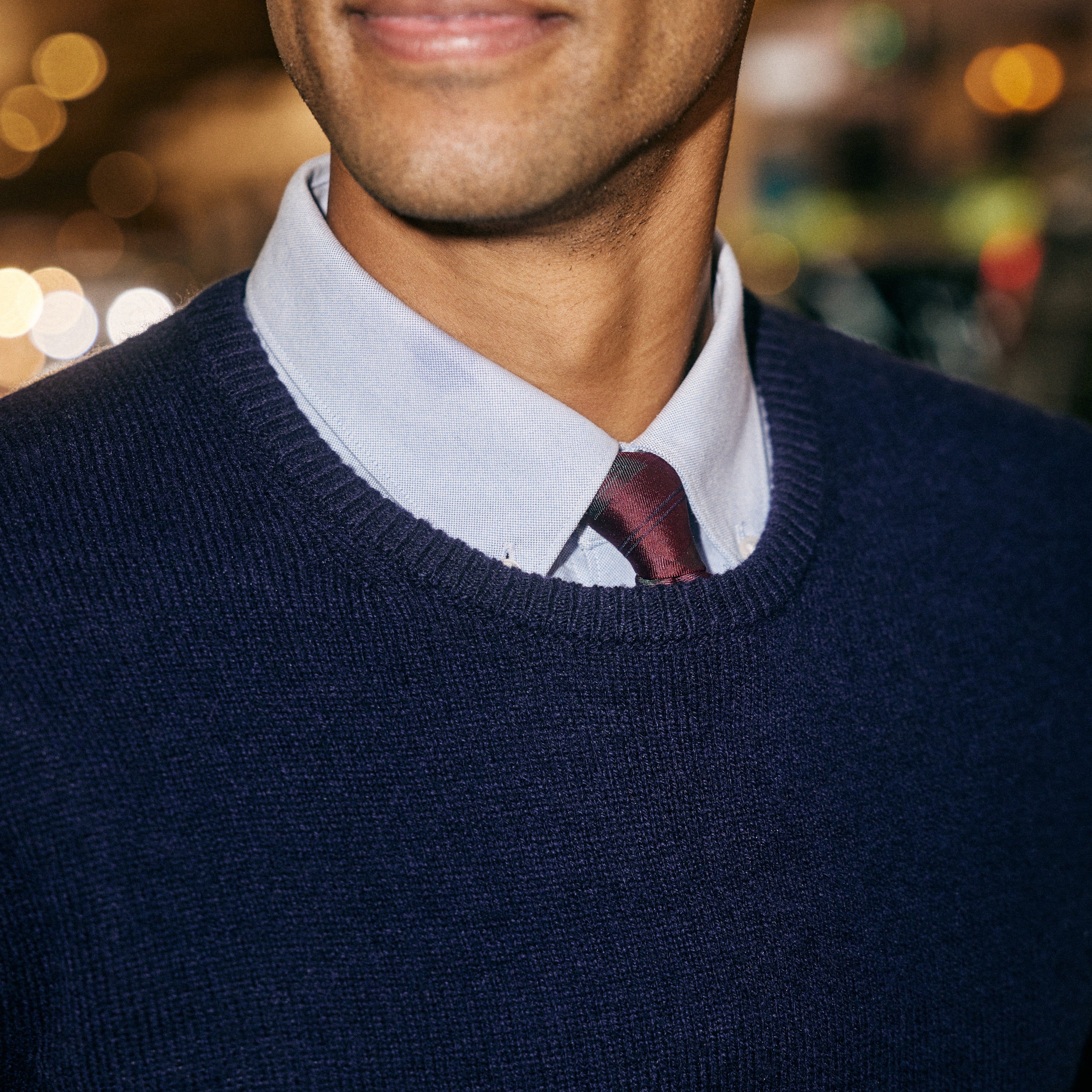 The Wells Street Merino Crewneck Navy Sweater sold by The Tie Bar product image thumbnail 4
