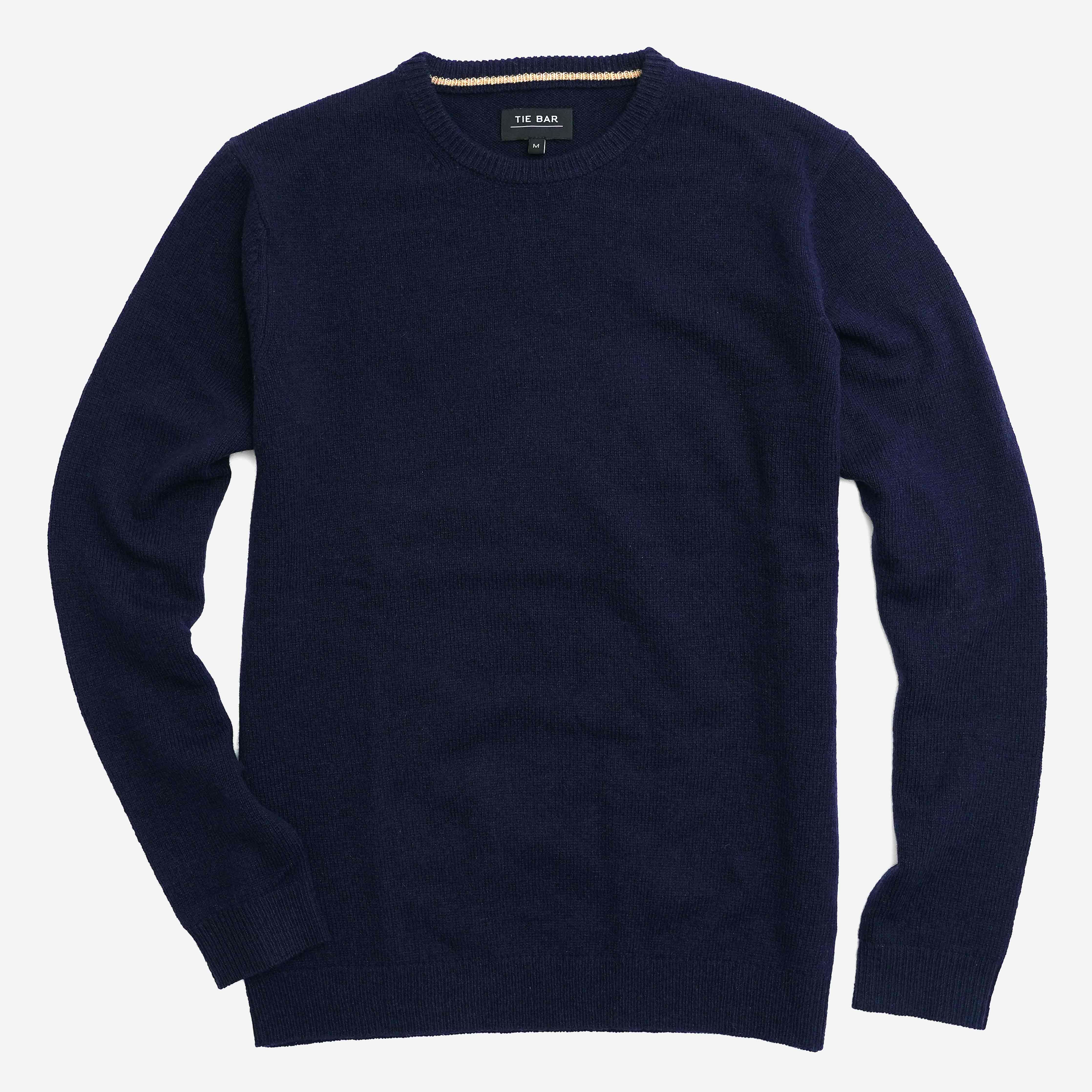 The Wells Street Merino Crewneck Navy Sweater sold by The Tie Bar
