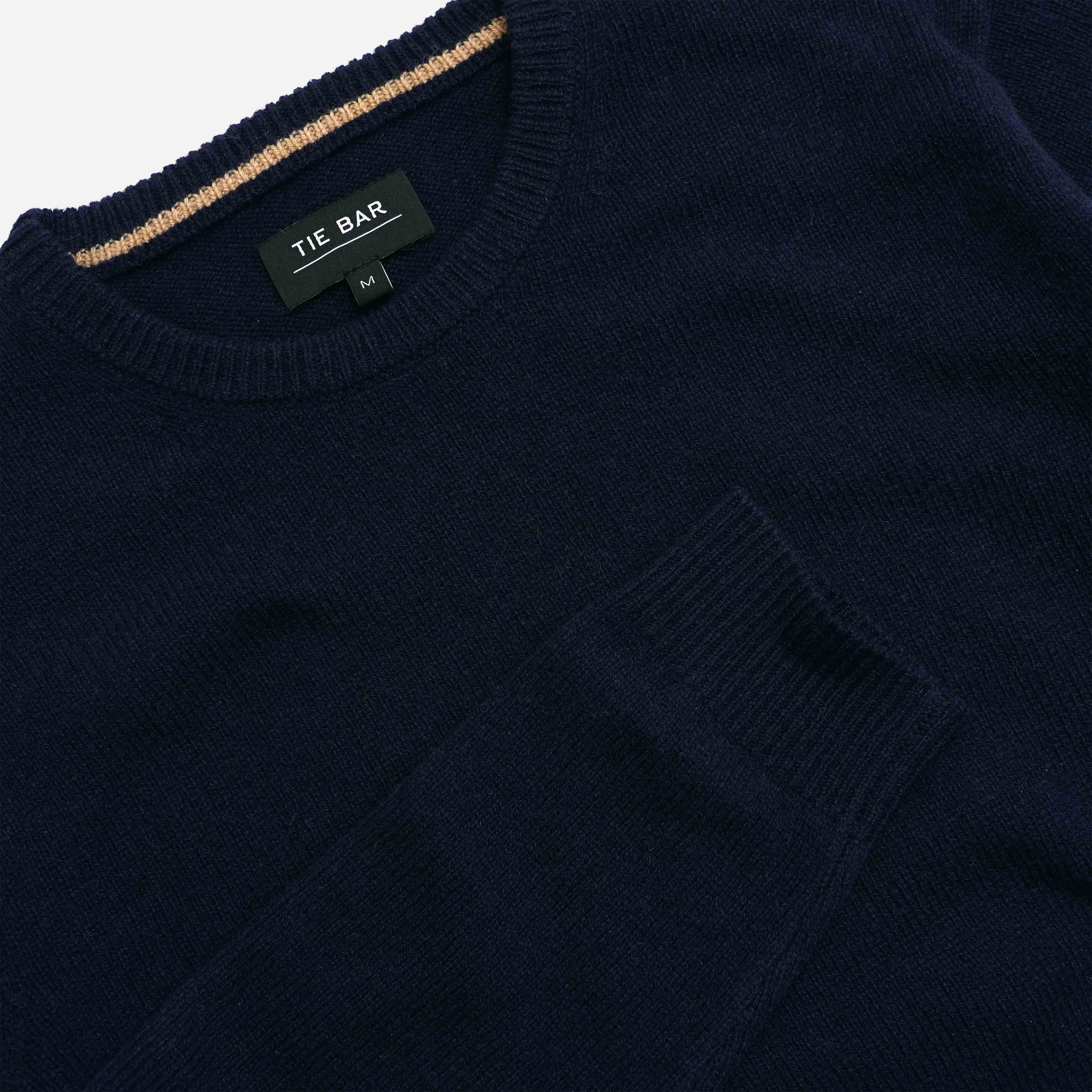 The Wells Street Merino Crewneck Navy Sweater sold by The Tie Bar product image thumbnail 2