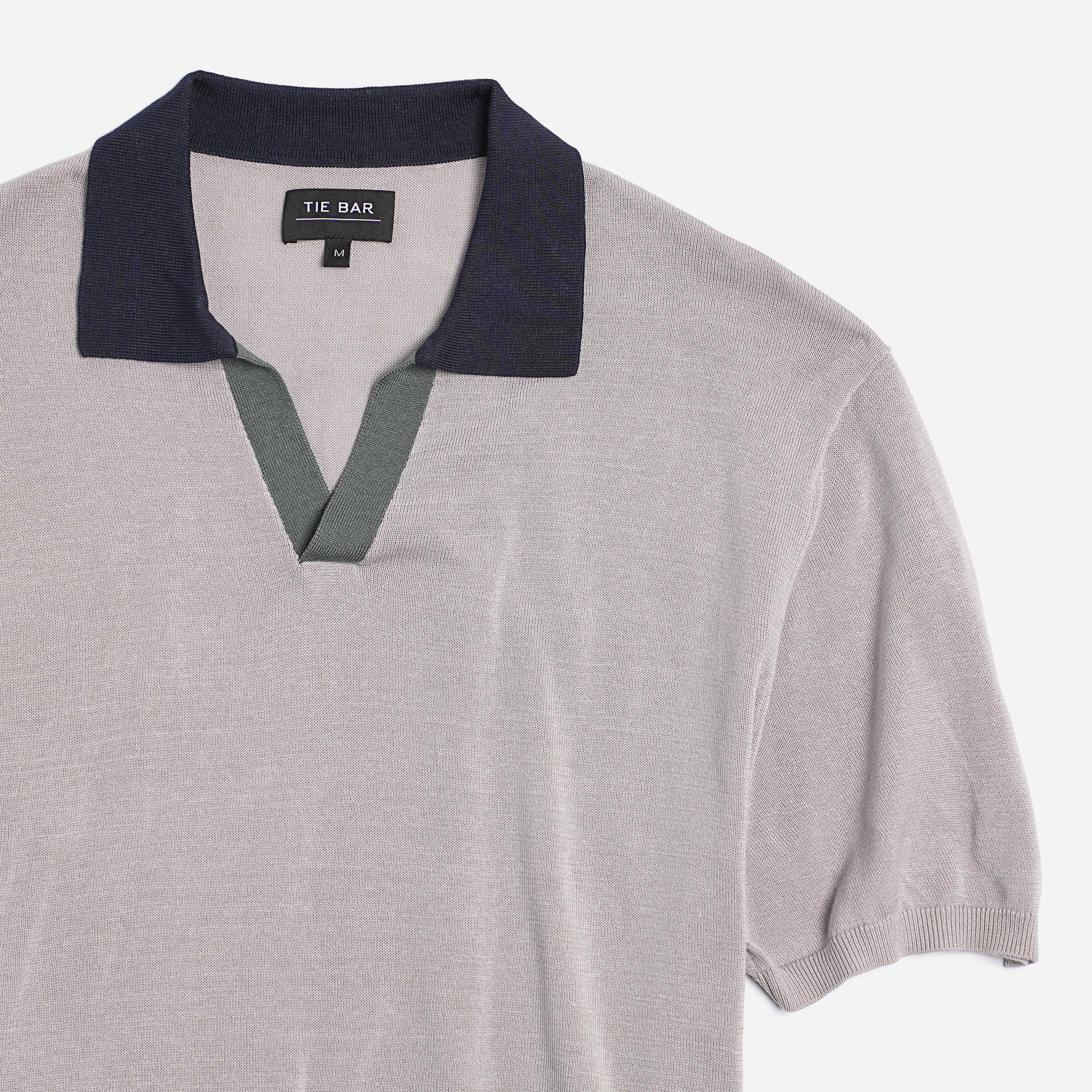 Colorblock Sweater Grey Polo sold by The Tie Bar product image thumbnail 3