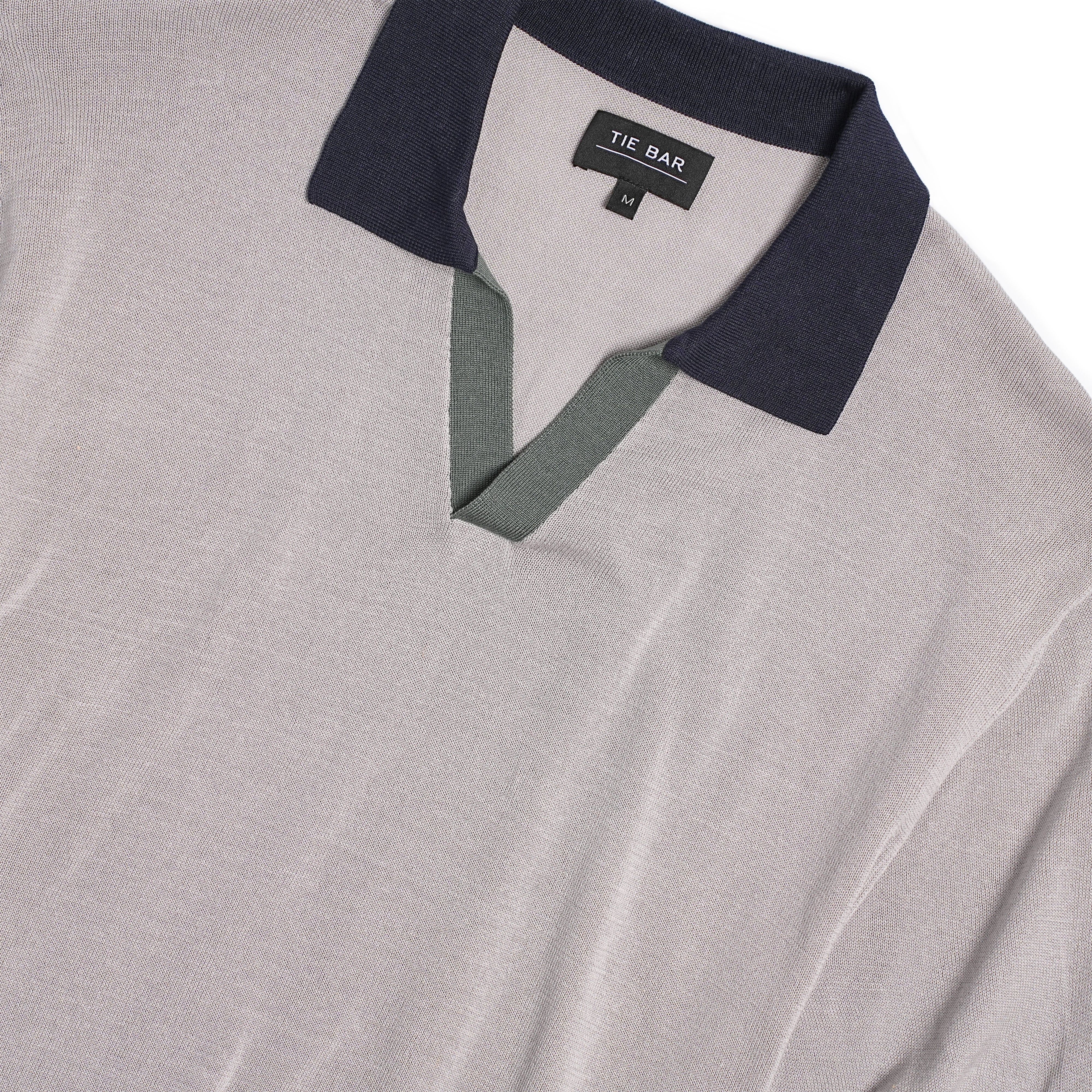 Colorblock Sweater Grey Polo sold by The Tie Bar product image thumbnail 2