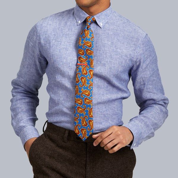 Linen Light Blue Non-Iron Casual Shirt sold by The Tie Bar product image thumbnail 3