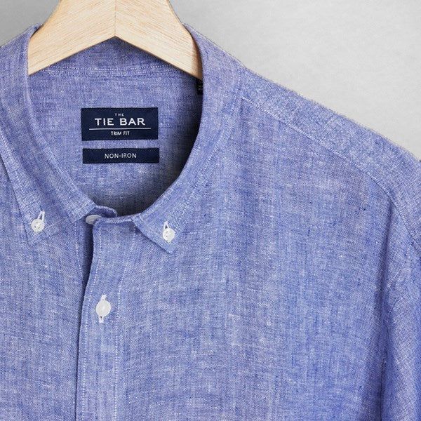 Linen Light Blue Non-Iron Casual Shirt sold by The Tie Bar