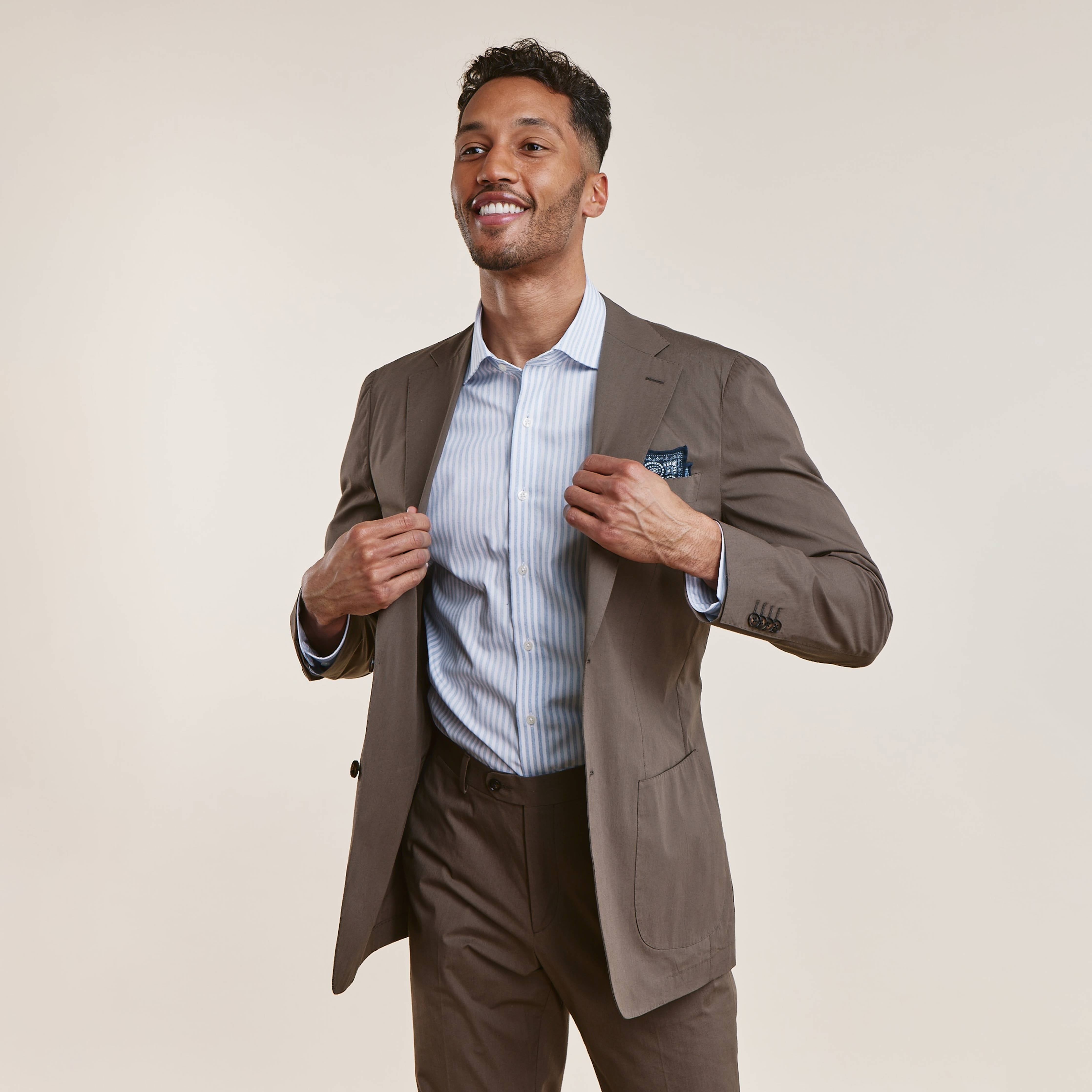 Textured Stripe Light Blue Dress Shirt sold by The Tie Bar product image thumbnail 6