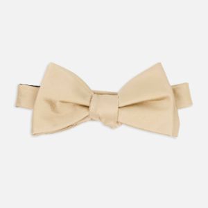 Solid Satin Light Champagne Bow Tie sold by The Tie Bar
