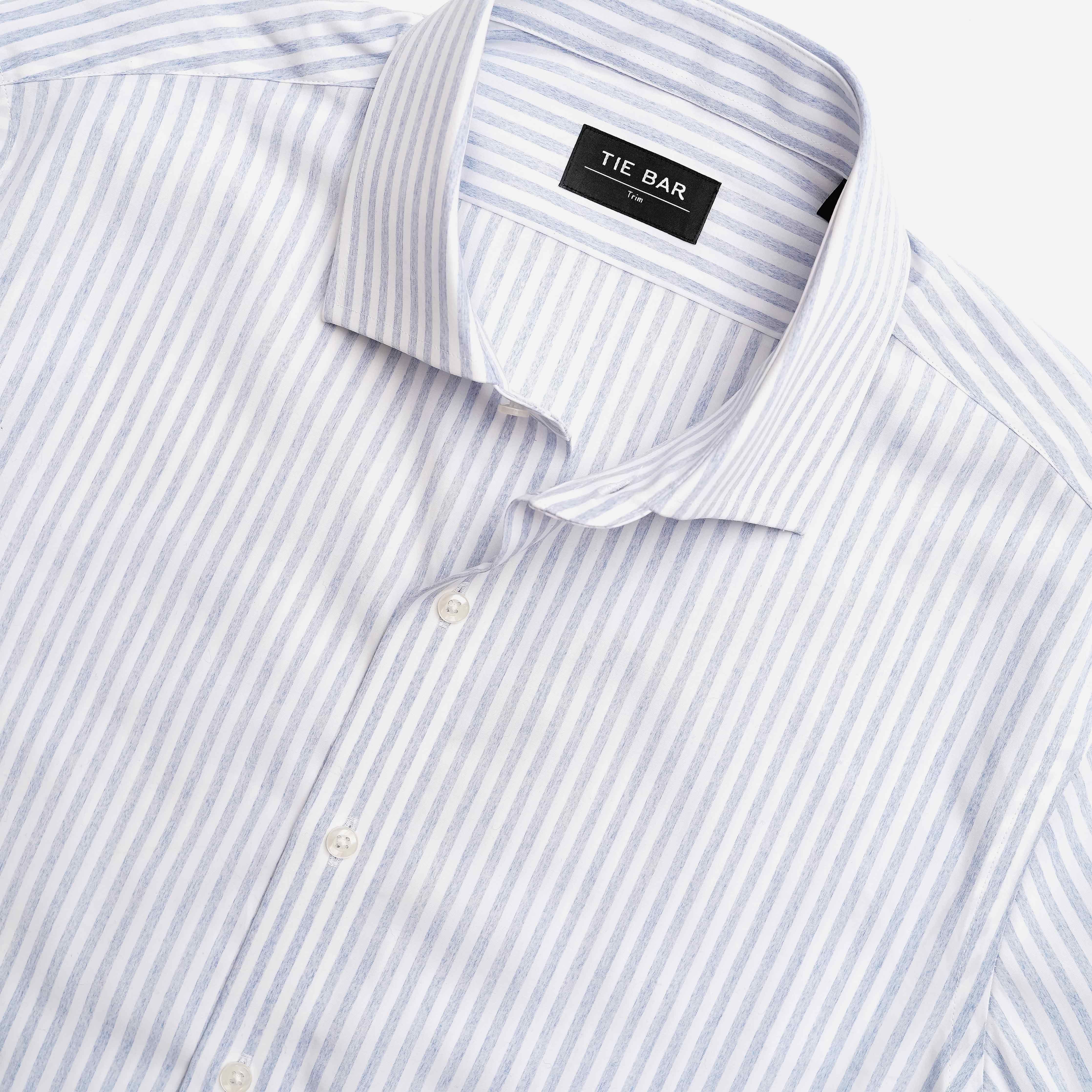 Textured Stripe Light Blue Dress Shirt sold by The Tie Bar product image thumbnail 3