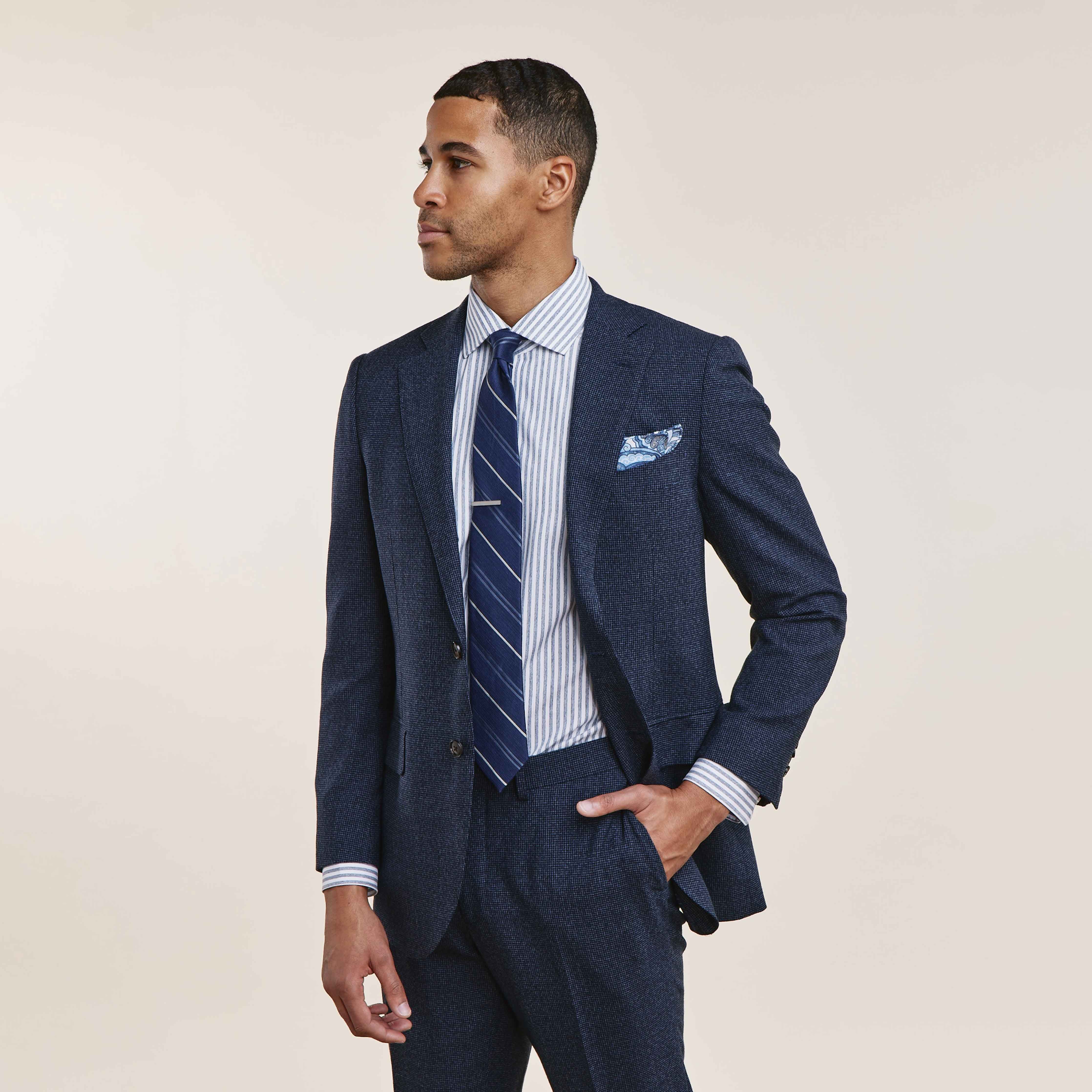 Textured Stripe Light Blue Dress Shirt sold by The Tie Bar product image thumbnail 5