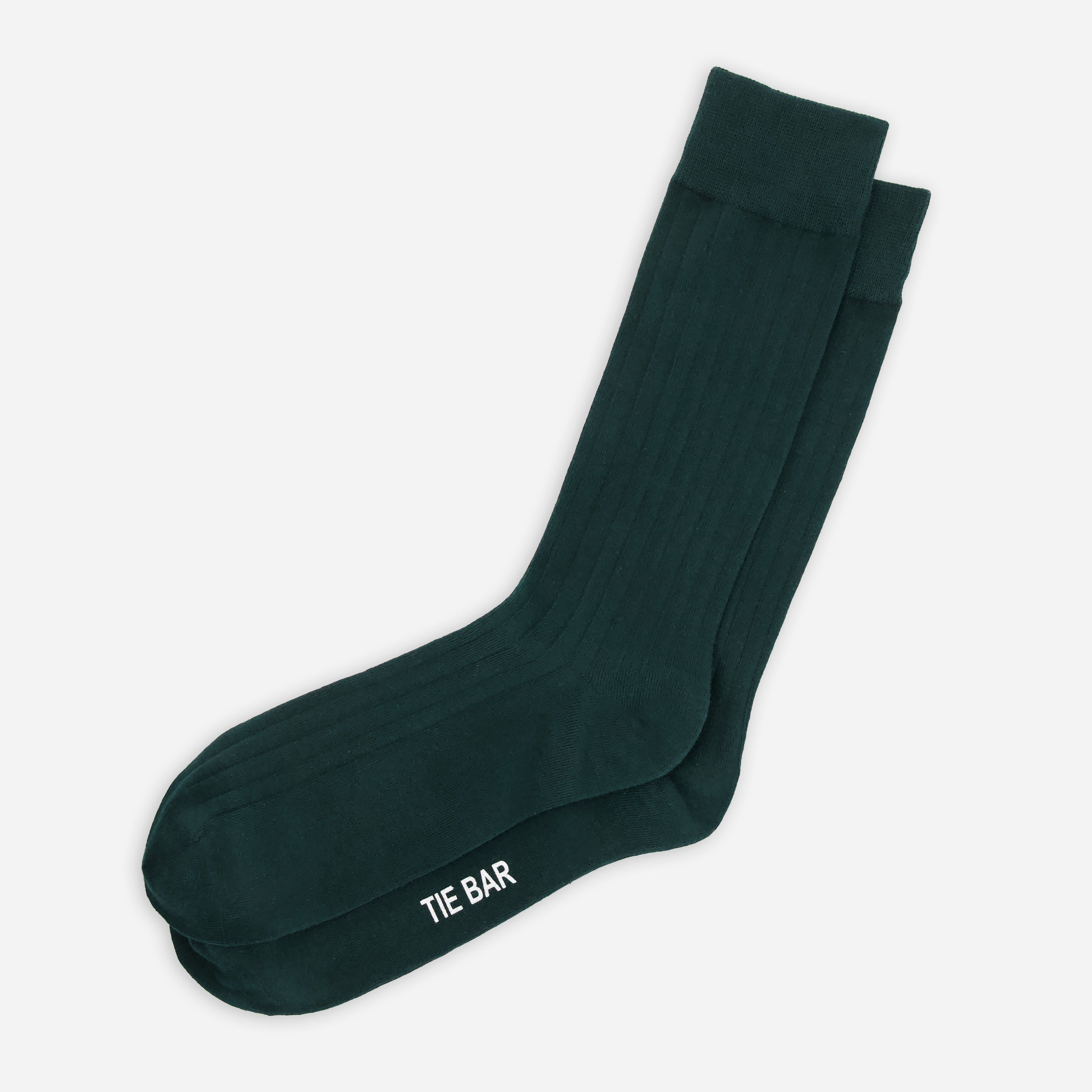 Wide Ribbed Hunter Green Dress Socks sold by The Tie Bar