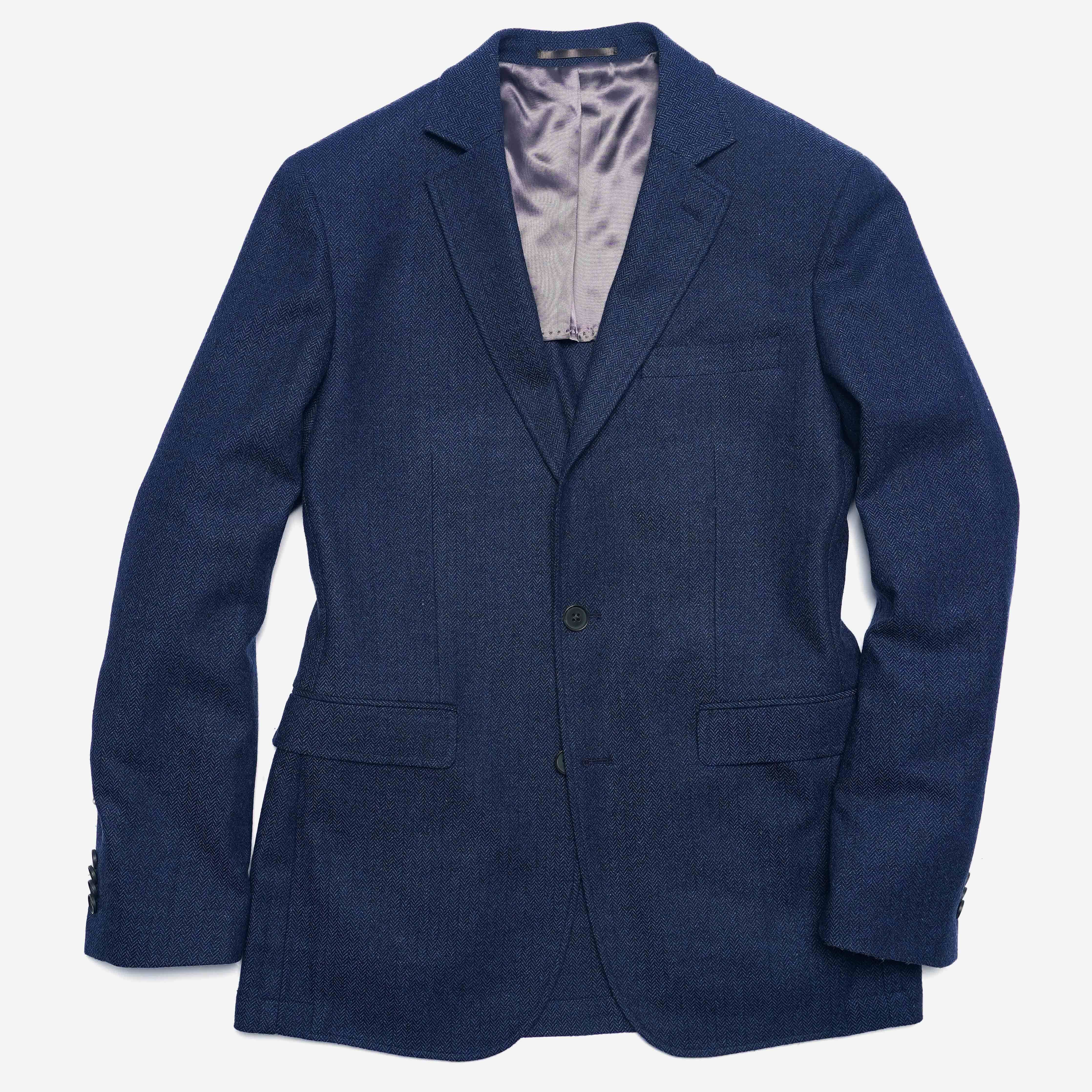 The Wool Miracle Herringbone Navy Jacket sold by The Tie Bar product image thumbnail 2