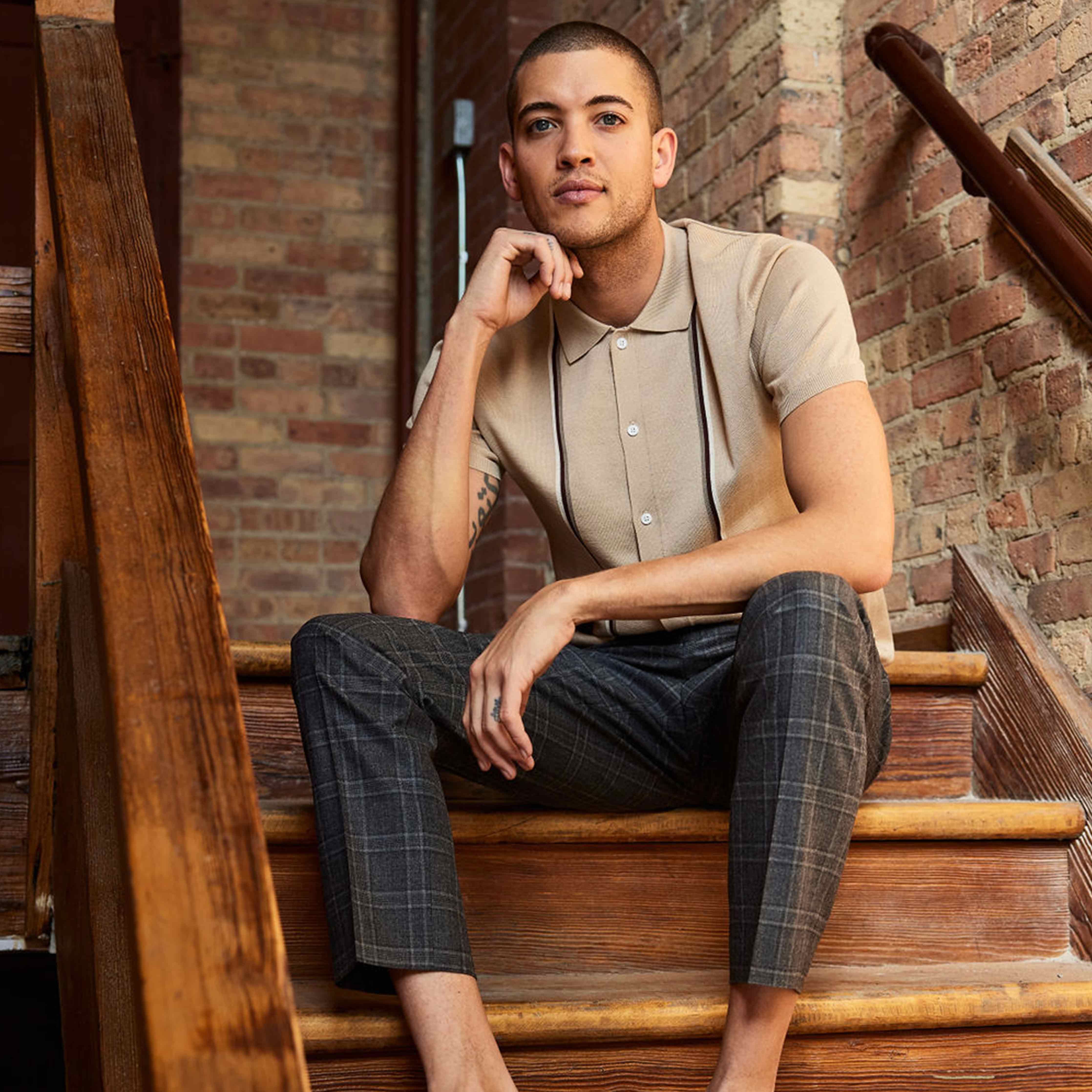 Full Placket Border Stripe Camel Polo sold by The Tie Bar product image thumbnail 5