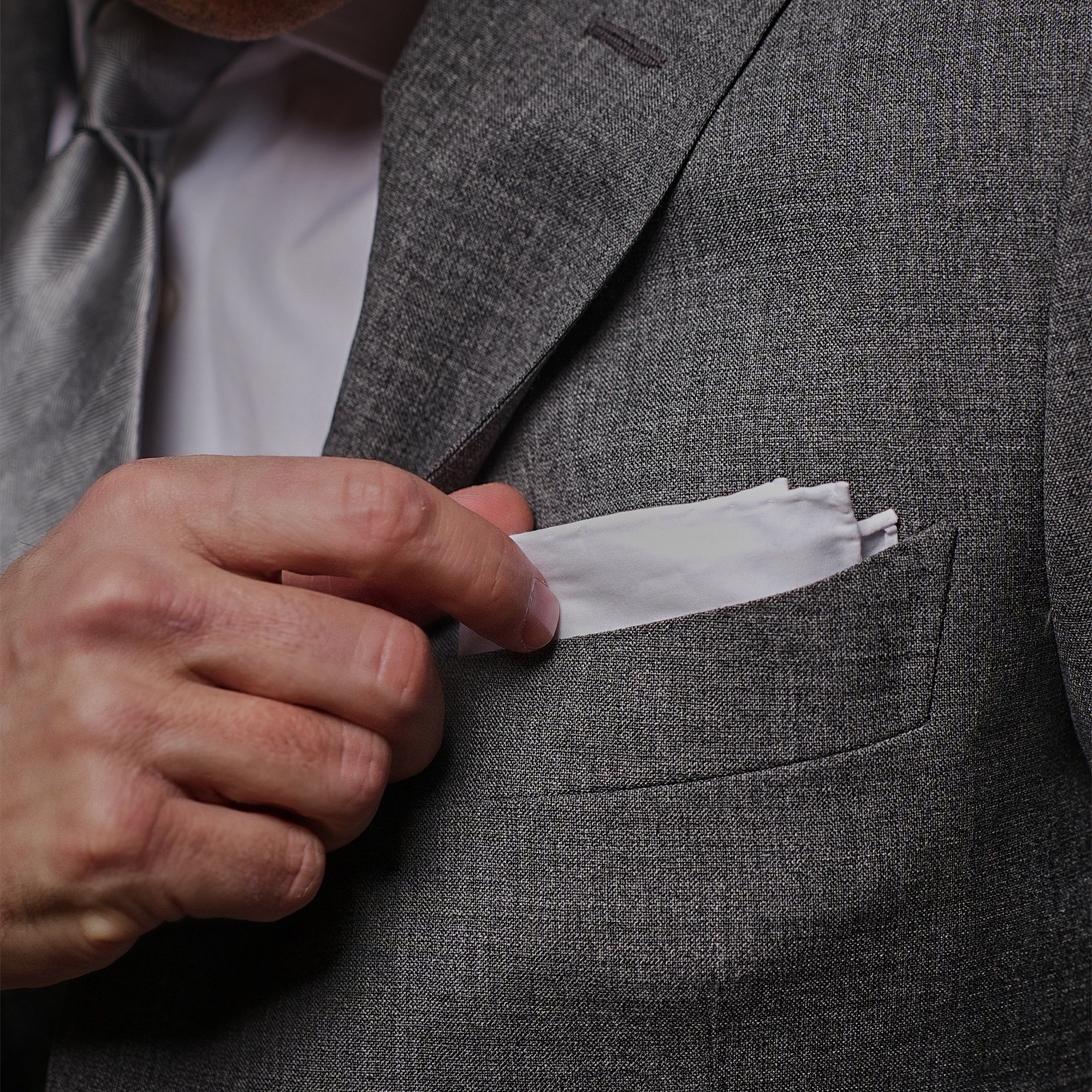 Solid White Cotton Pocket Square sold by The Tie Bar product image thumbnail 4