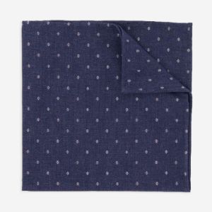 Medallion Dot Navy Pocket Square sold by The Tie Bar