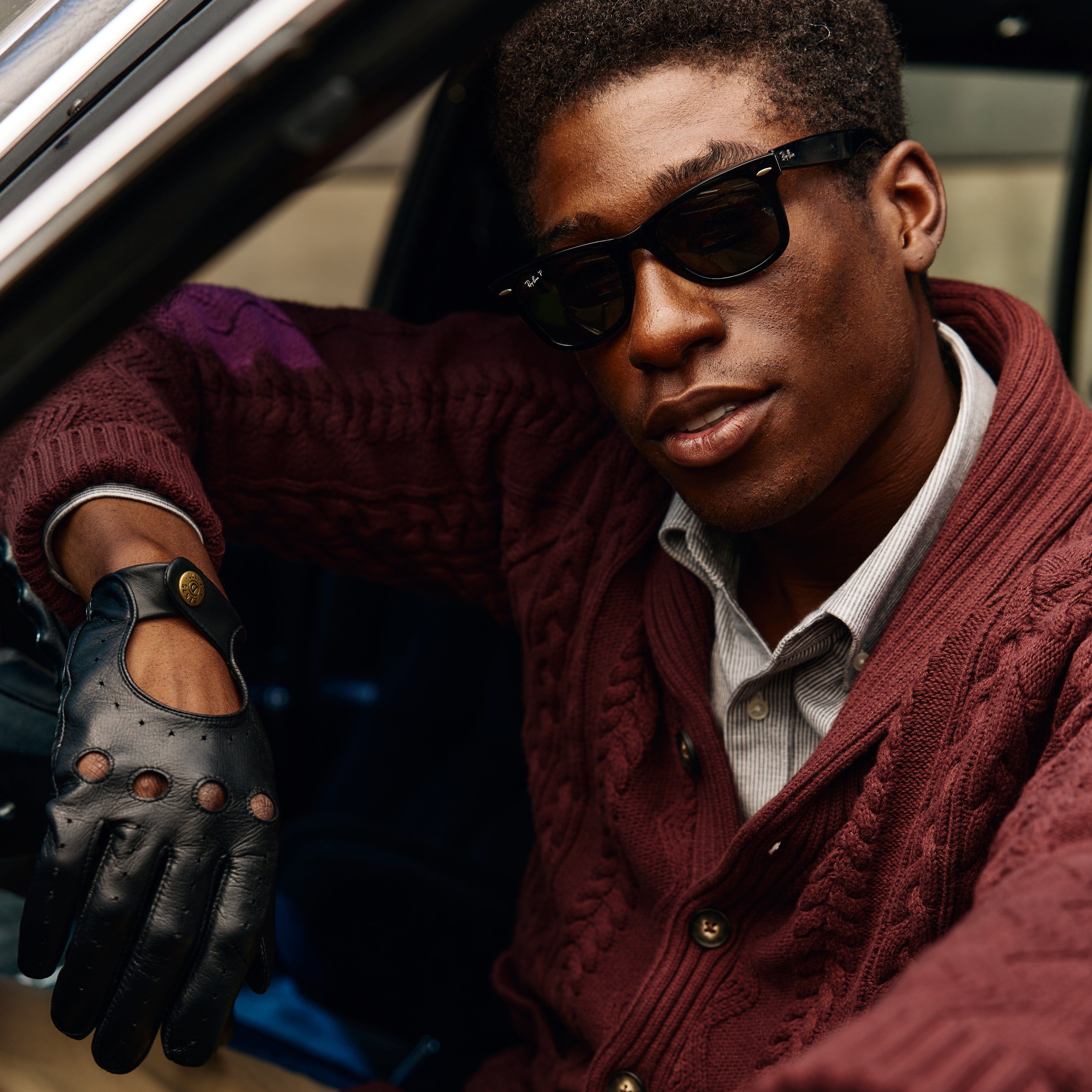 Cable Shawl Cardigan Burgundy Sweater sold by The Tie Bar product image thumbnail 5