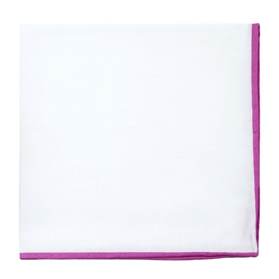 White Cotton With Border Fuchsia Pocket Square sold by The Tie Bar